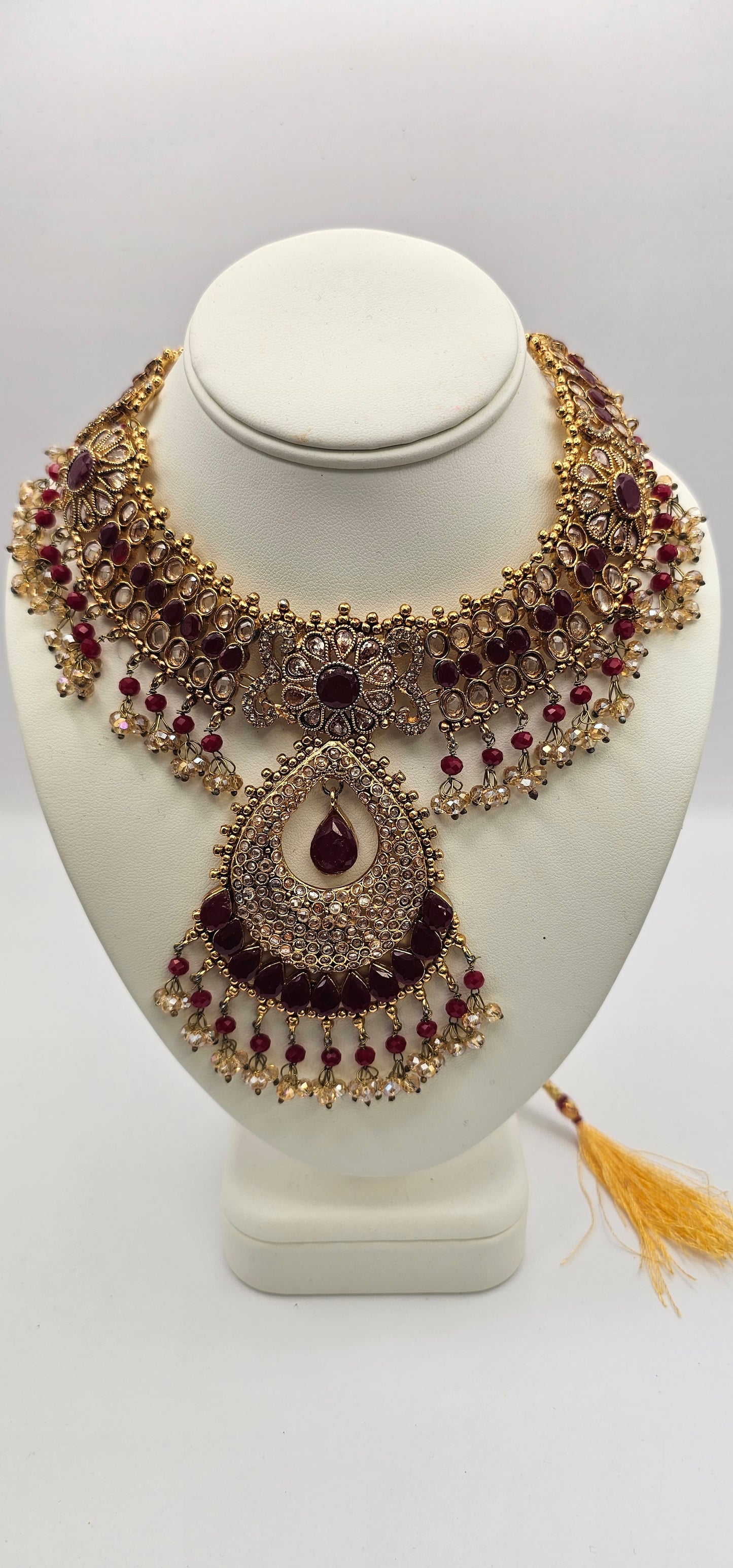 Bridal Indian Pakistani Set Red & Gold Jewellery Necklace