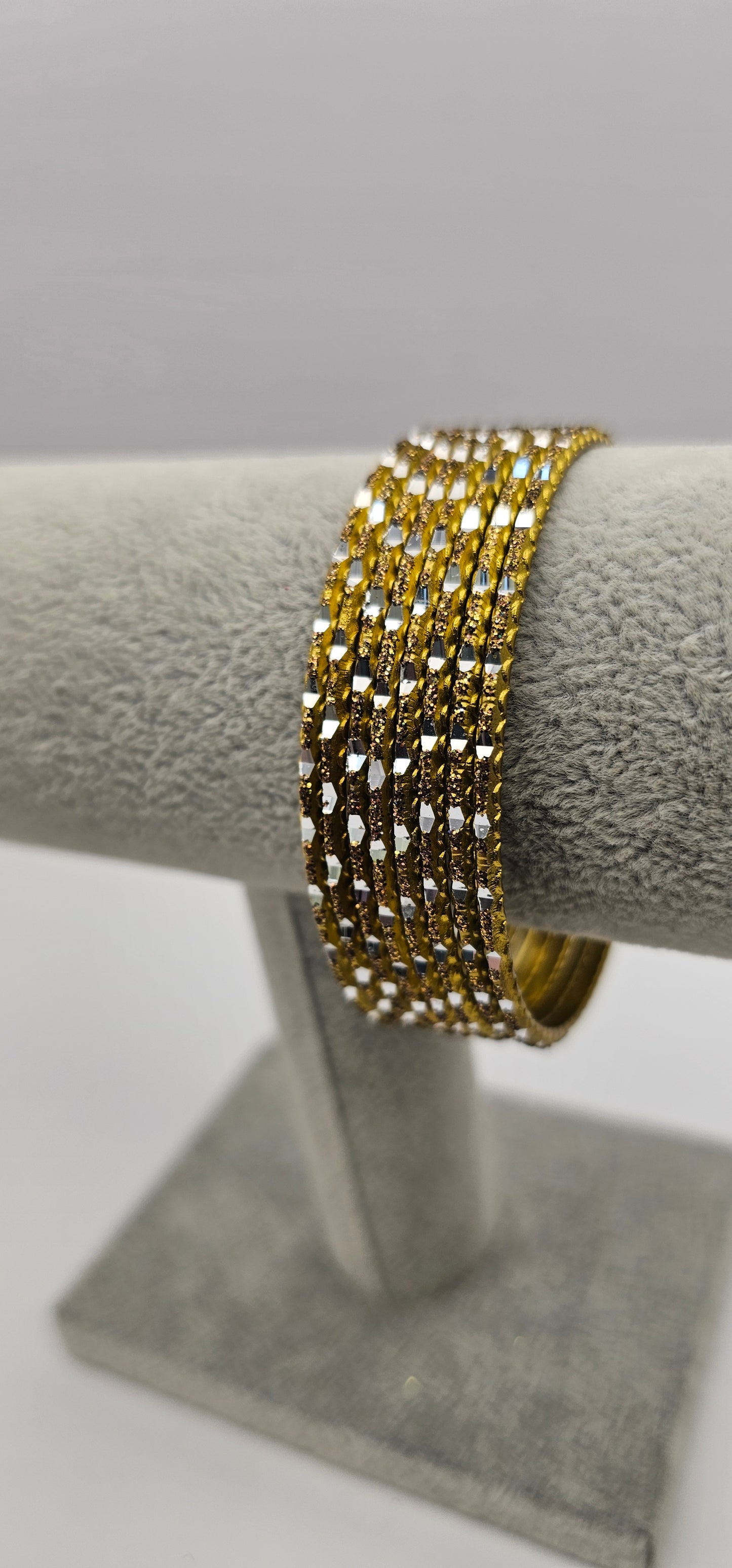 Gold Reflective Touchstone Indian Bangles Size 2.8