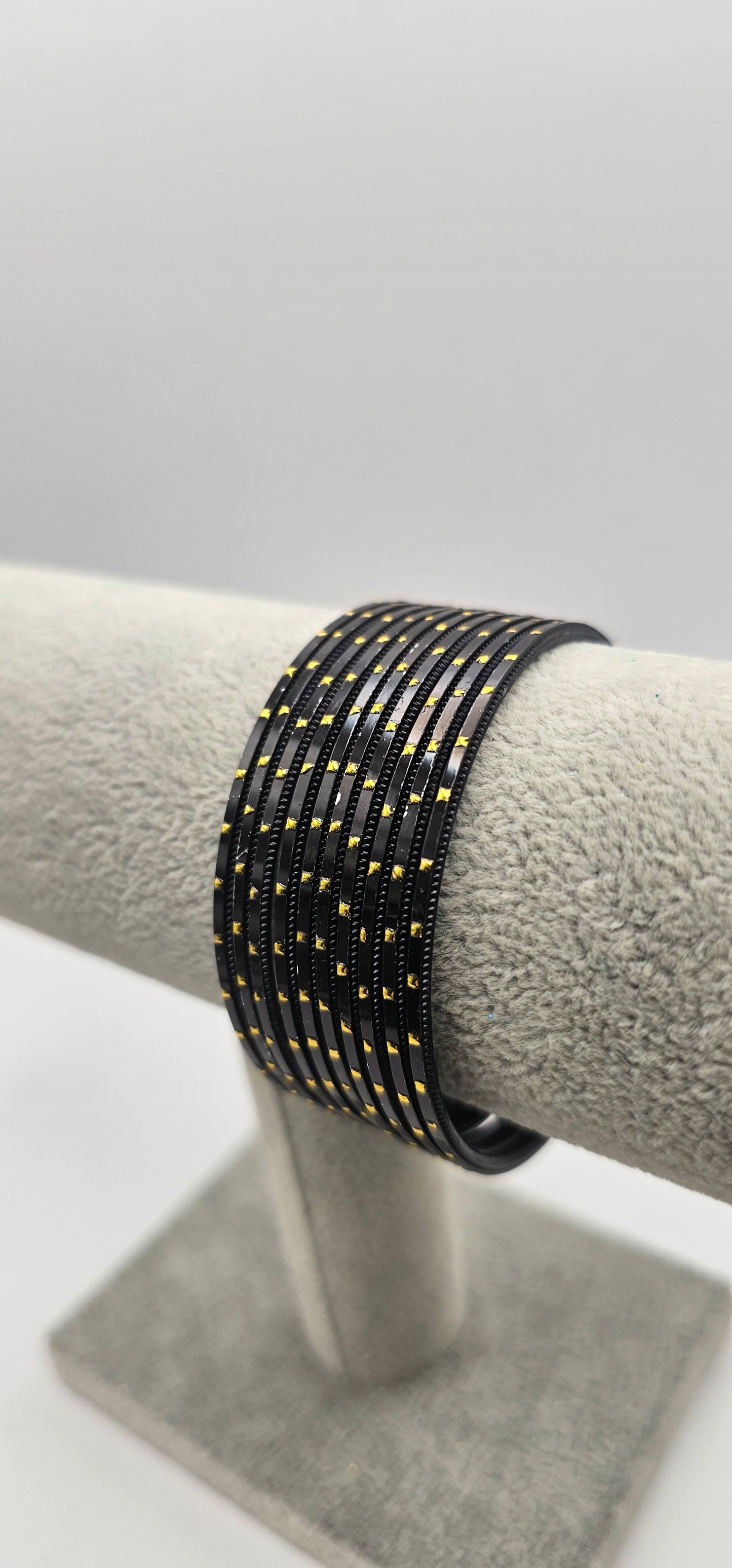 Black & Gold Dot Metal Bangles Size 2.4