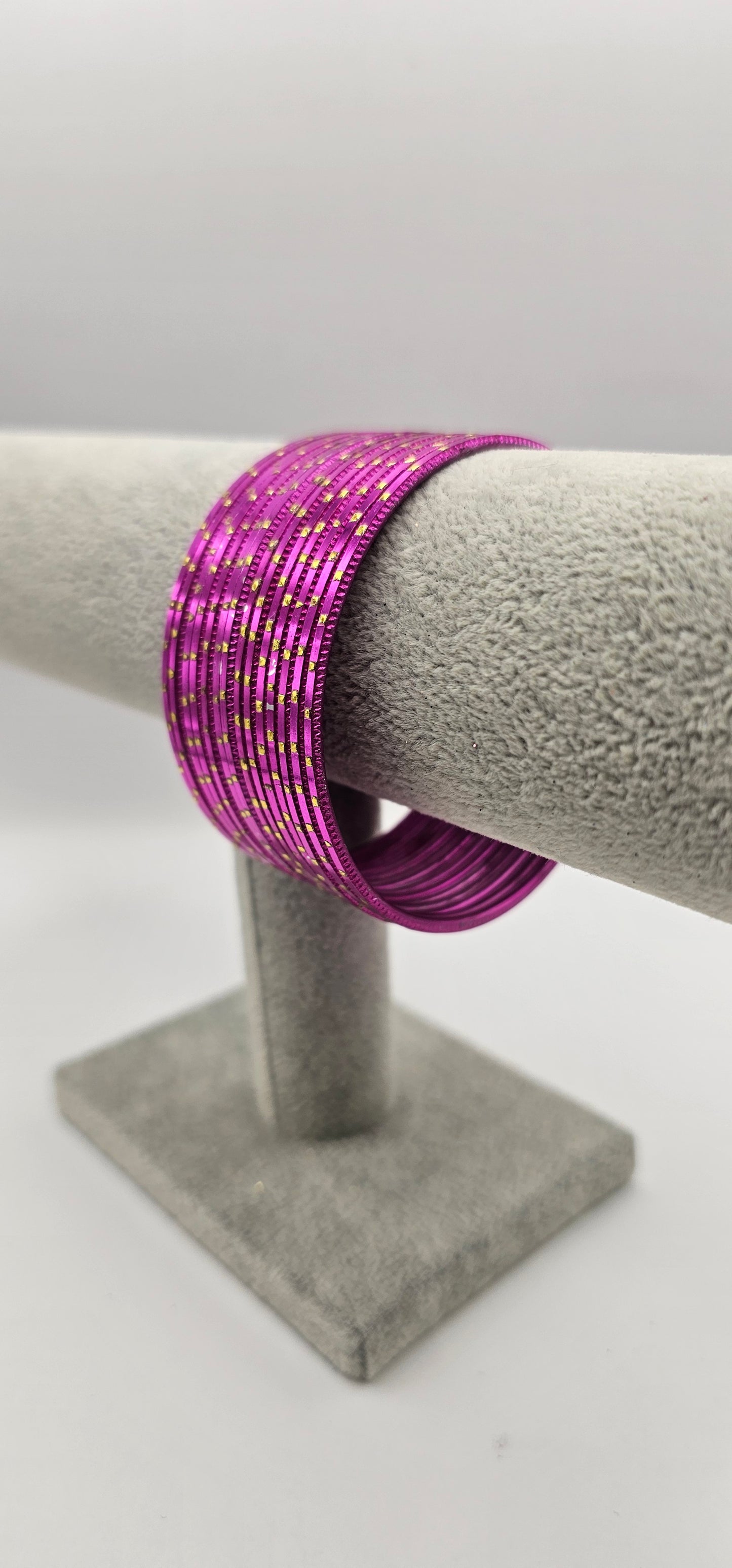 Cerise & Gold Dot Metal Bangle Size 2.10