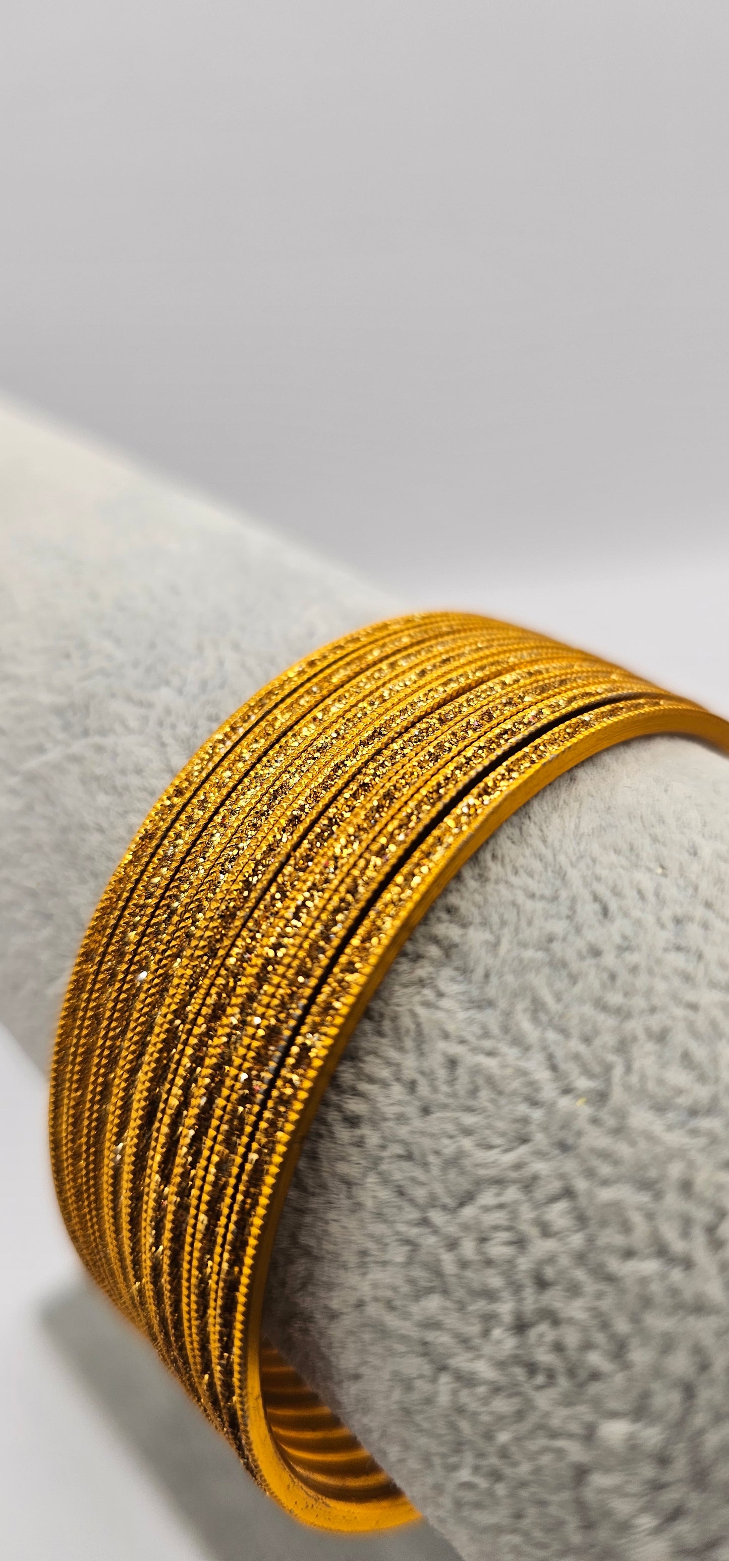 Orange Sparkly Indian Metal Bangles Size 2.6