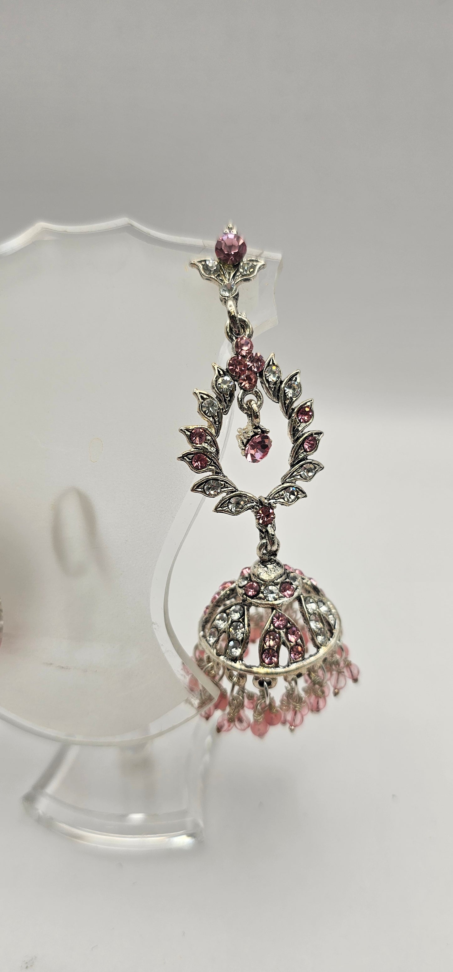 Silver Plated Light Pink Earring Set