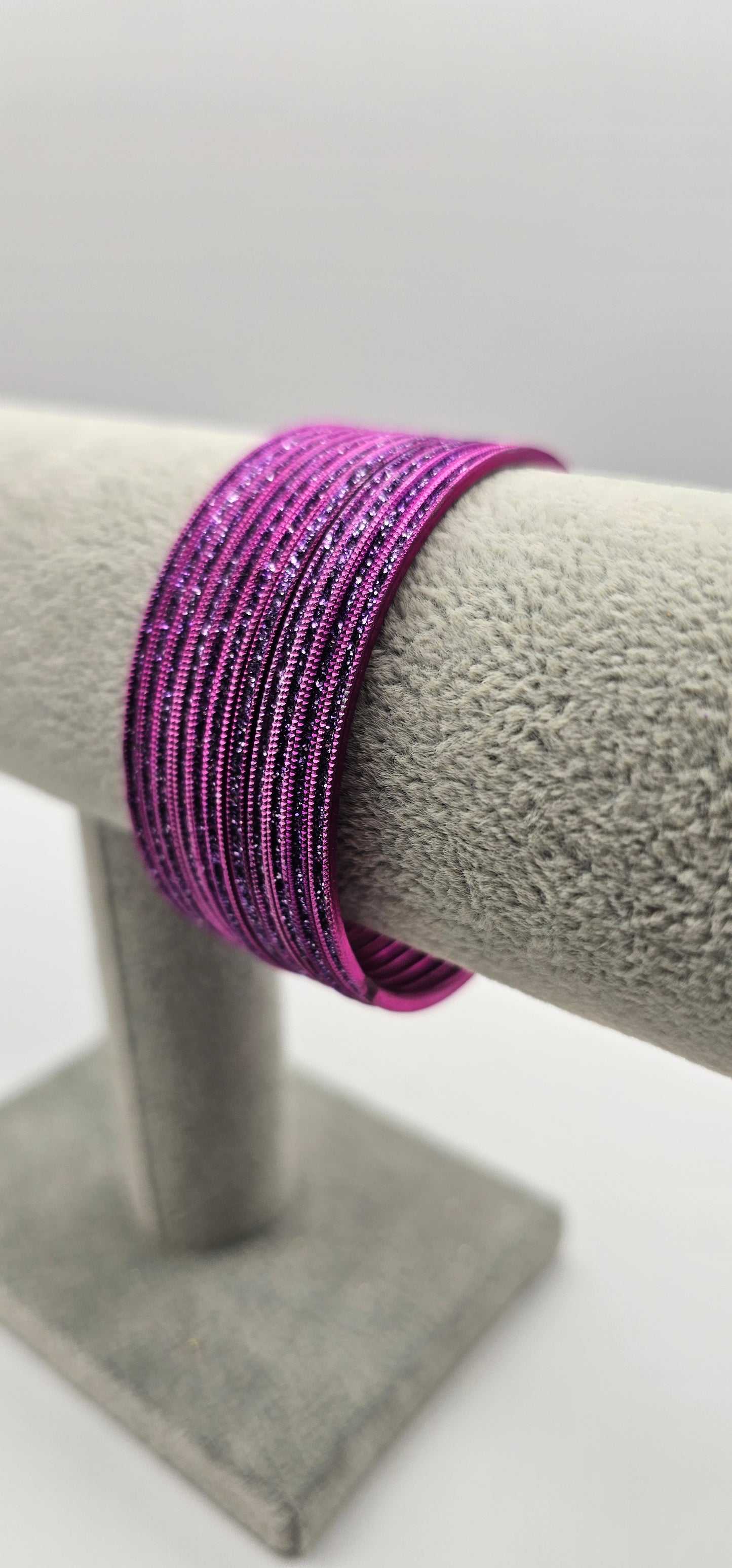 Purple Sparkly Metal Bangles Size 2.6