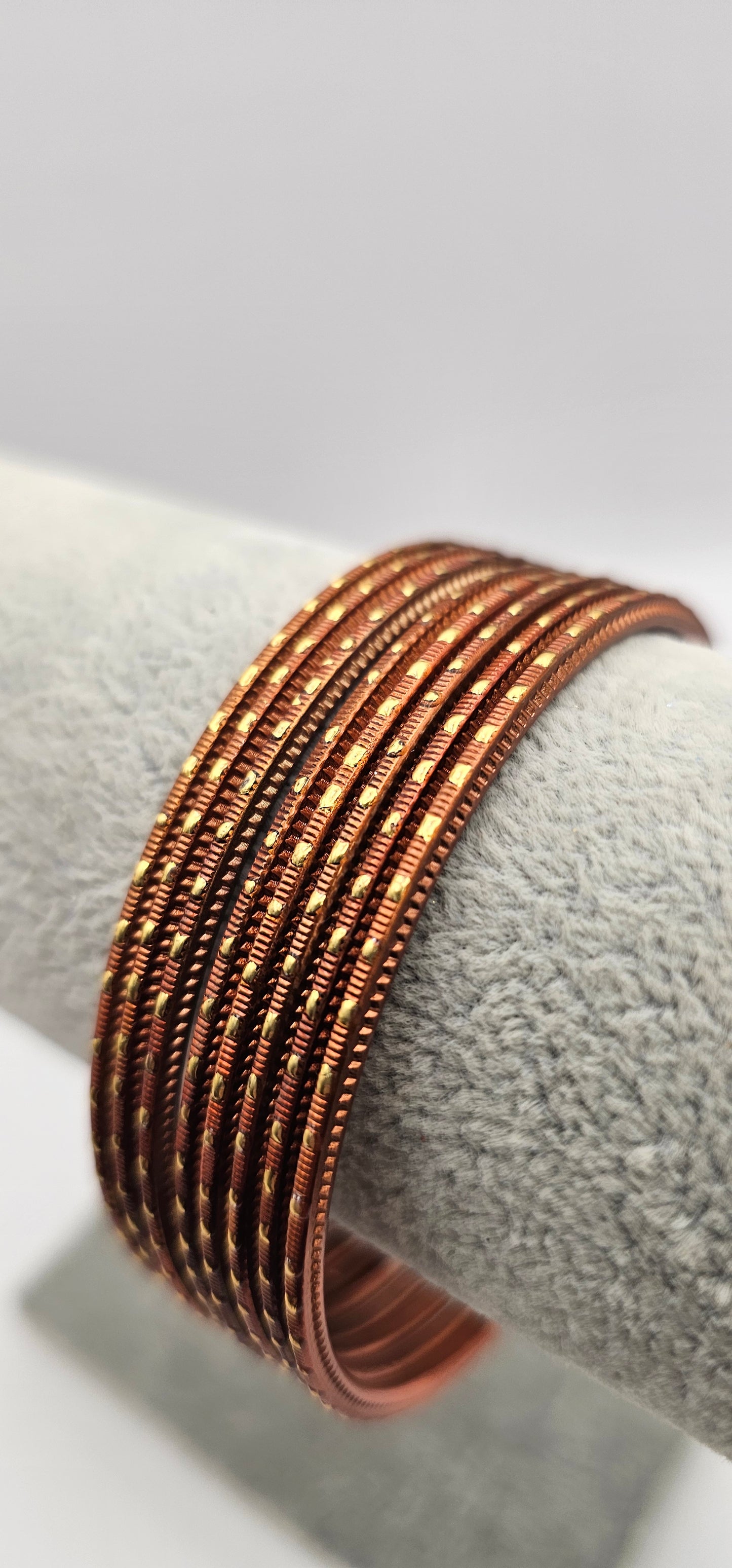 Brown & Gold Dot Metal Bangles Size 2.10