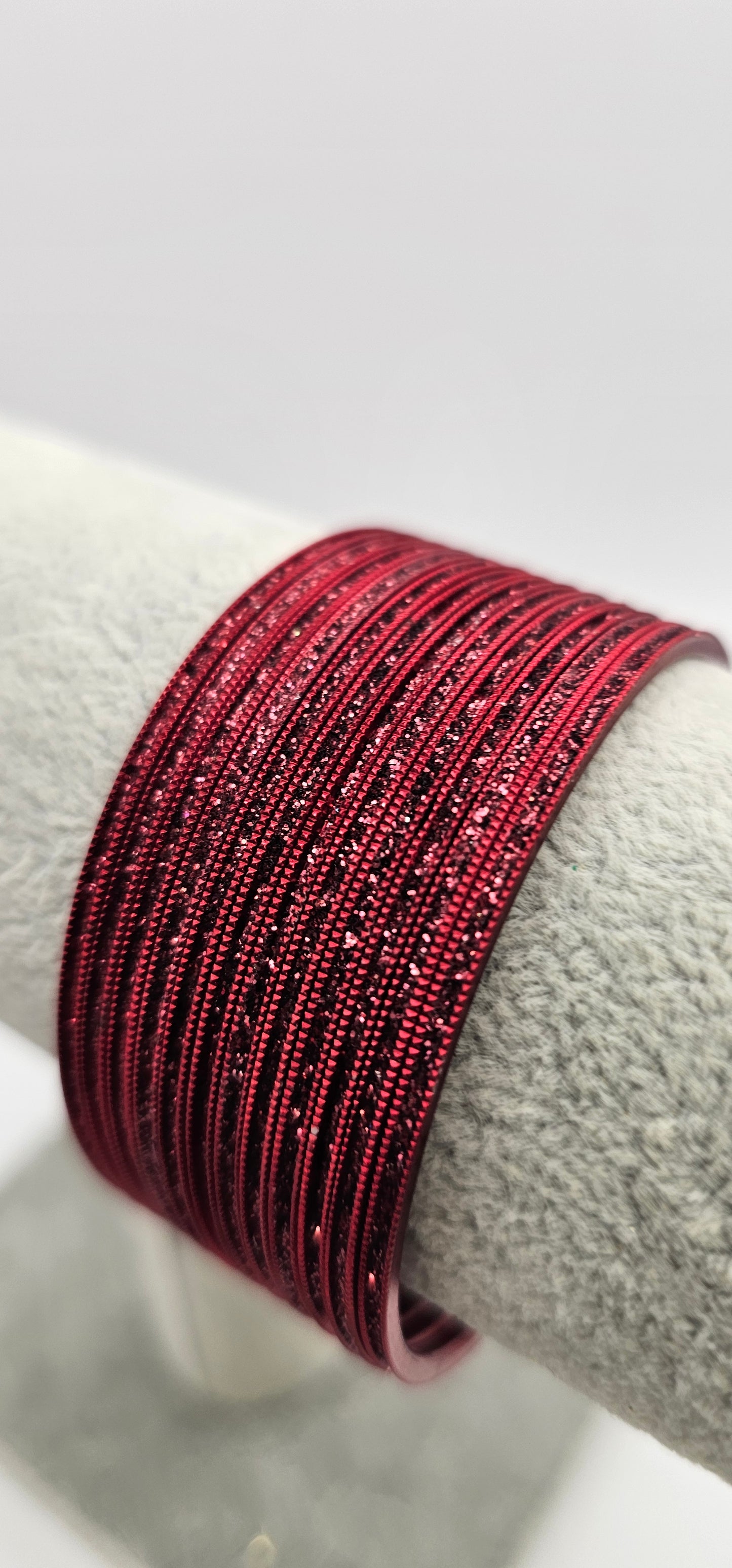 Maroon Sparkly Indian Metal Bangles Size 2.6