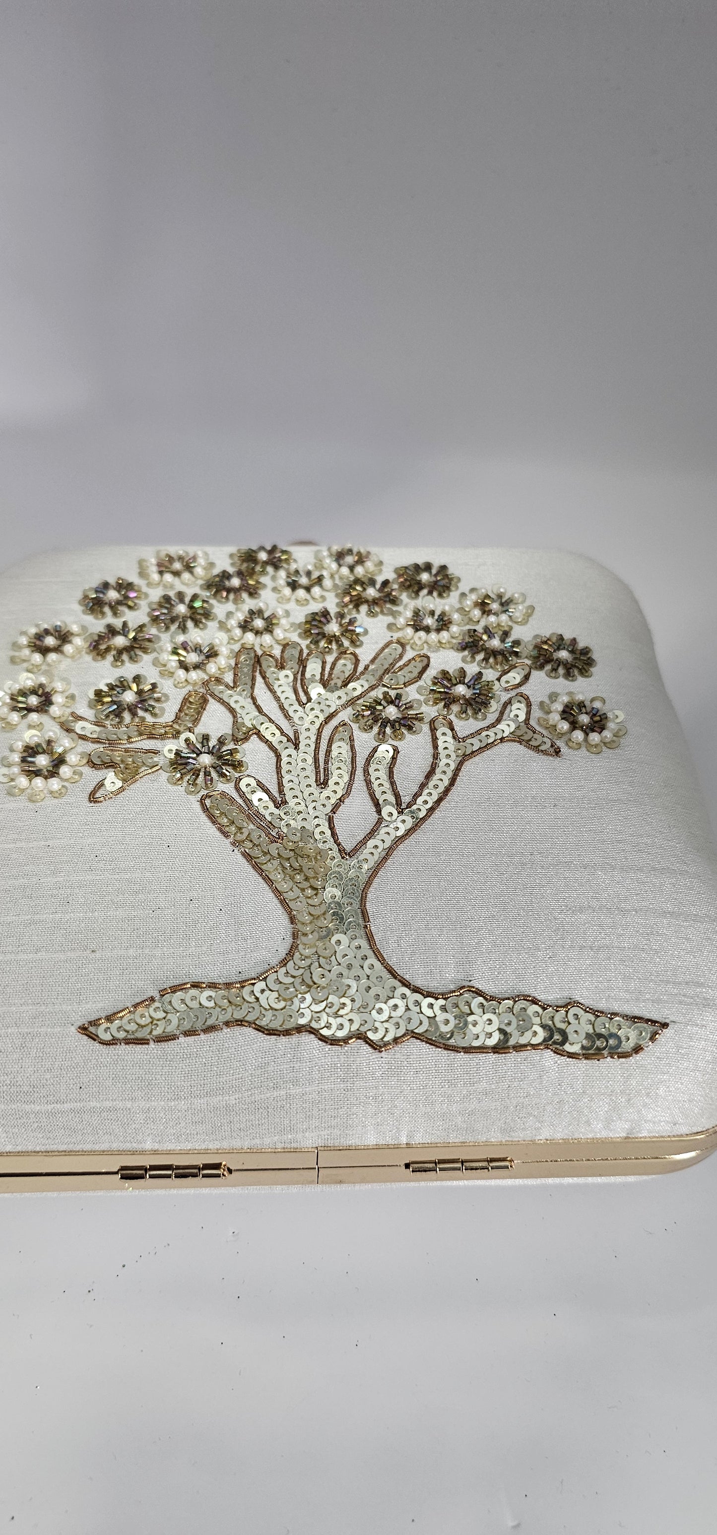 Juhi Gold & Pearl Embroidered Clutch