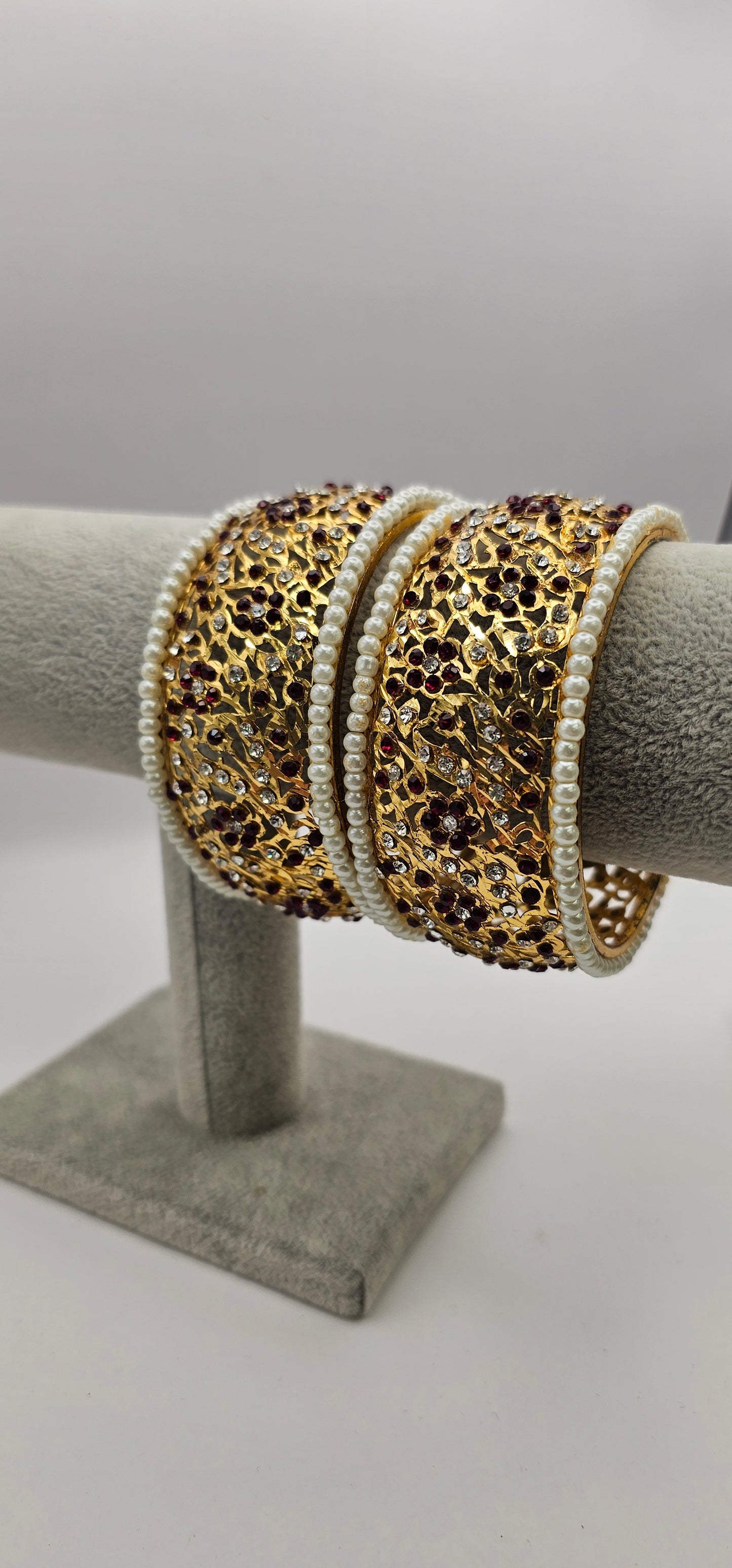 Aleezay Hyderabadi jadau flower shaped bangles in navratan , indian jewellery Size 2.10