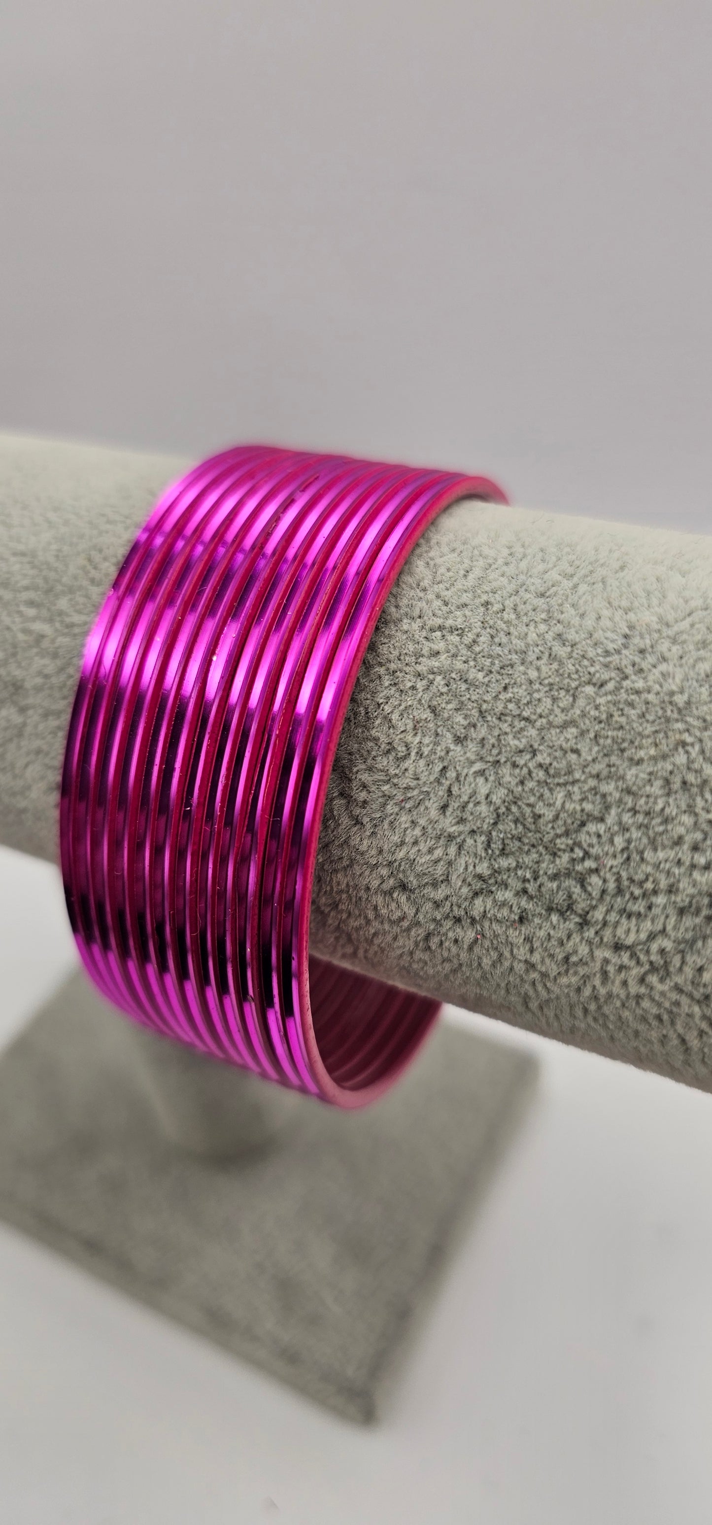 Matte Fuschia Plain Metal Bangles Size 2.10