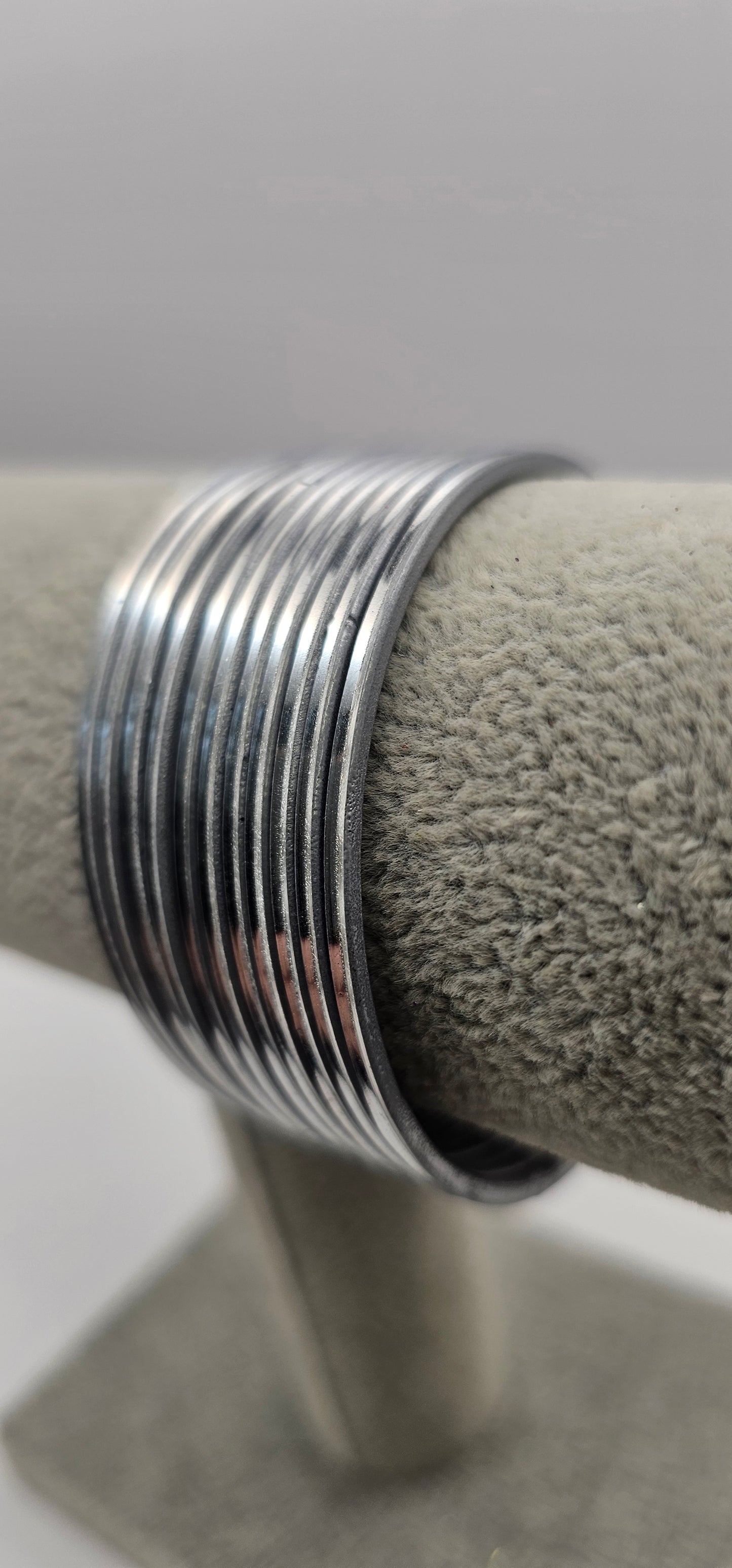 Silver Plain Metal Bangles Size 2.4