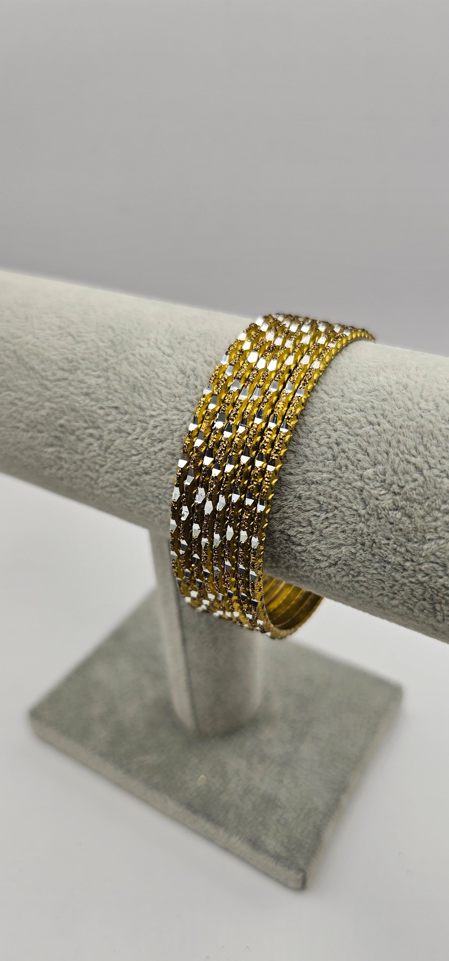 Gold Reflective Touchstone Indian Bangles Size 2.8