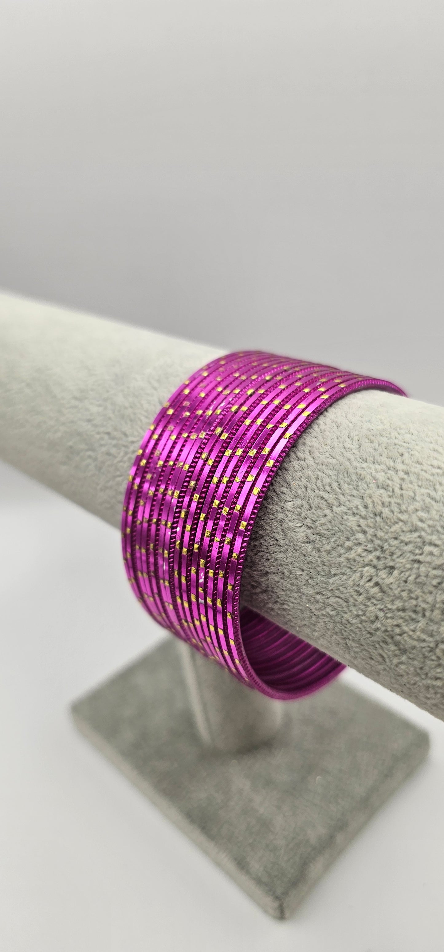 Cerise & Gold Dot Metal Bangle Size 2.10