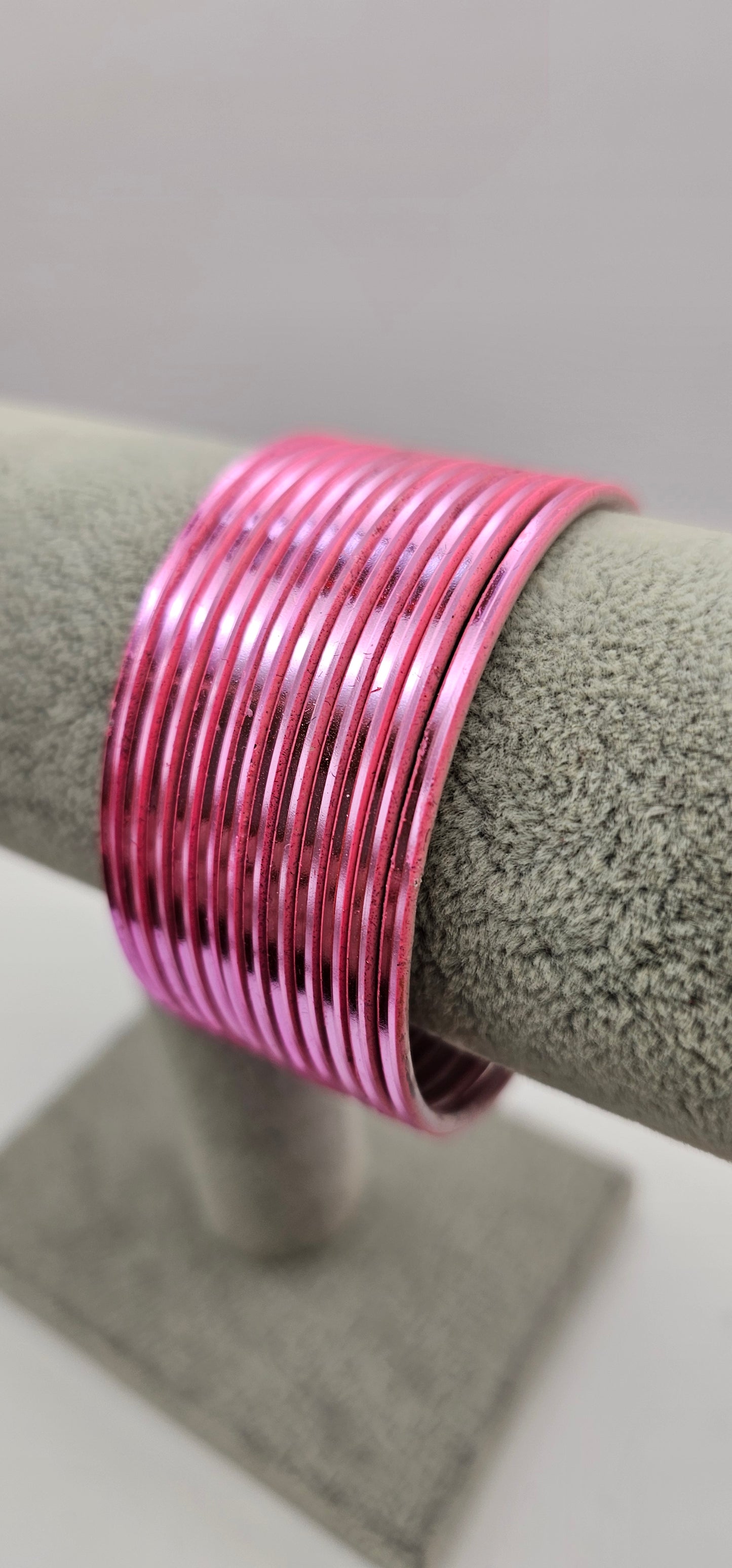 Matte Baby Pink Metal Bangles Size 2.6