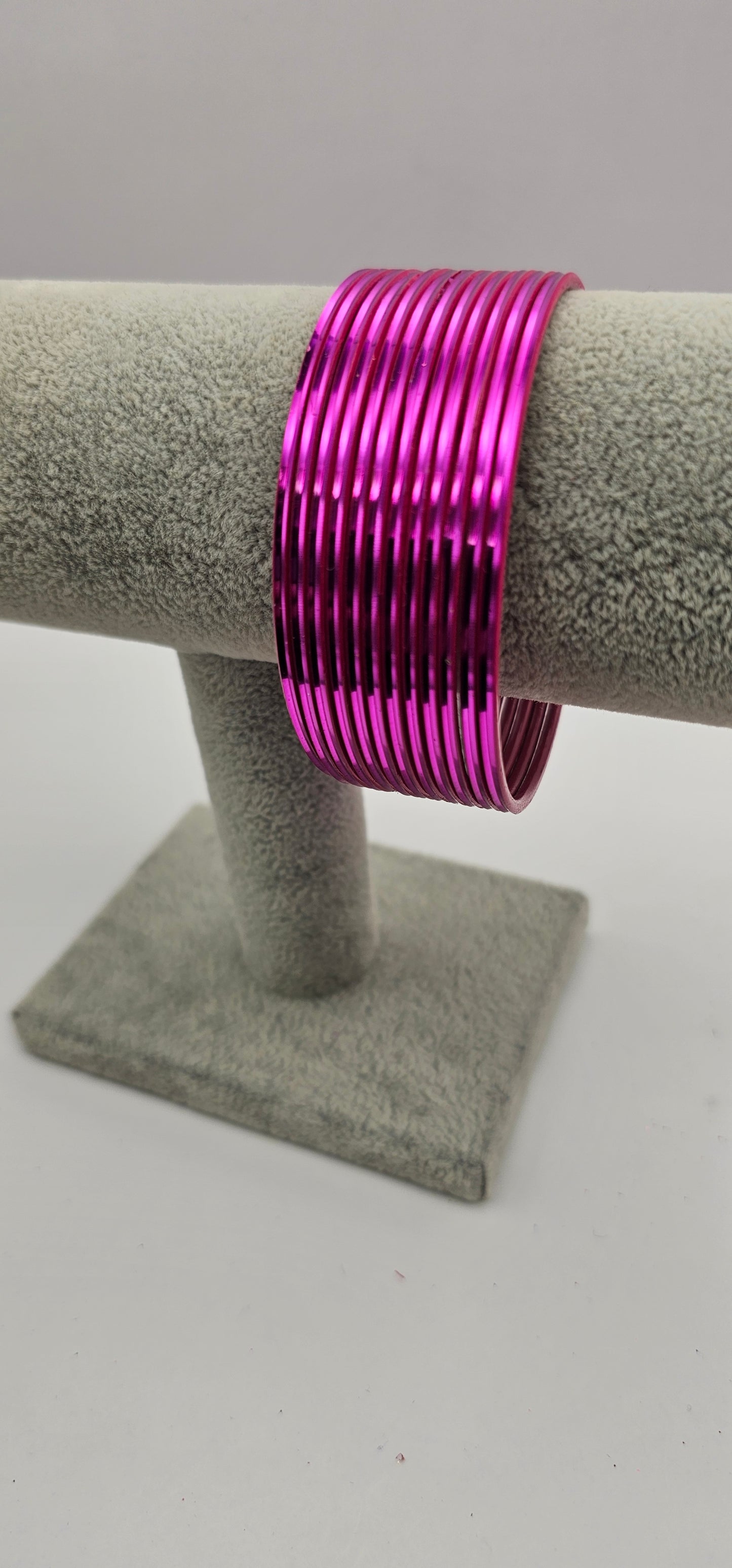 Matte Fuschia Plain Metal Bangles Size 2.10