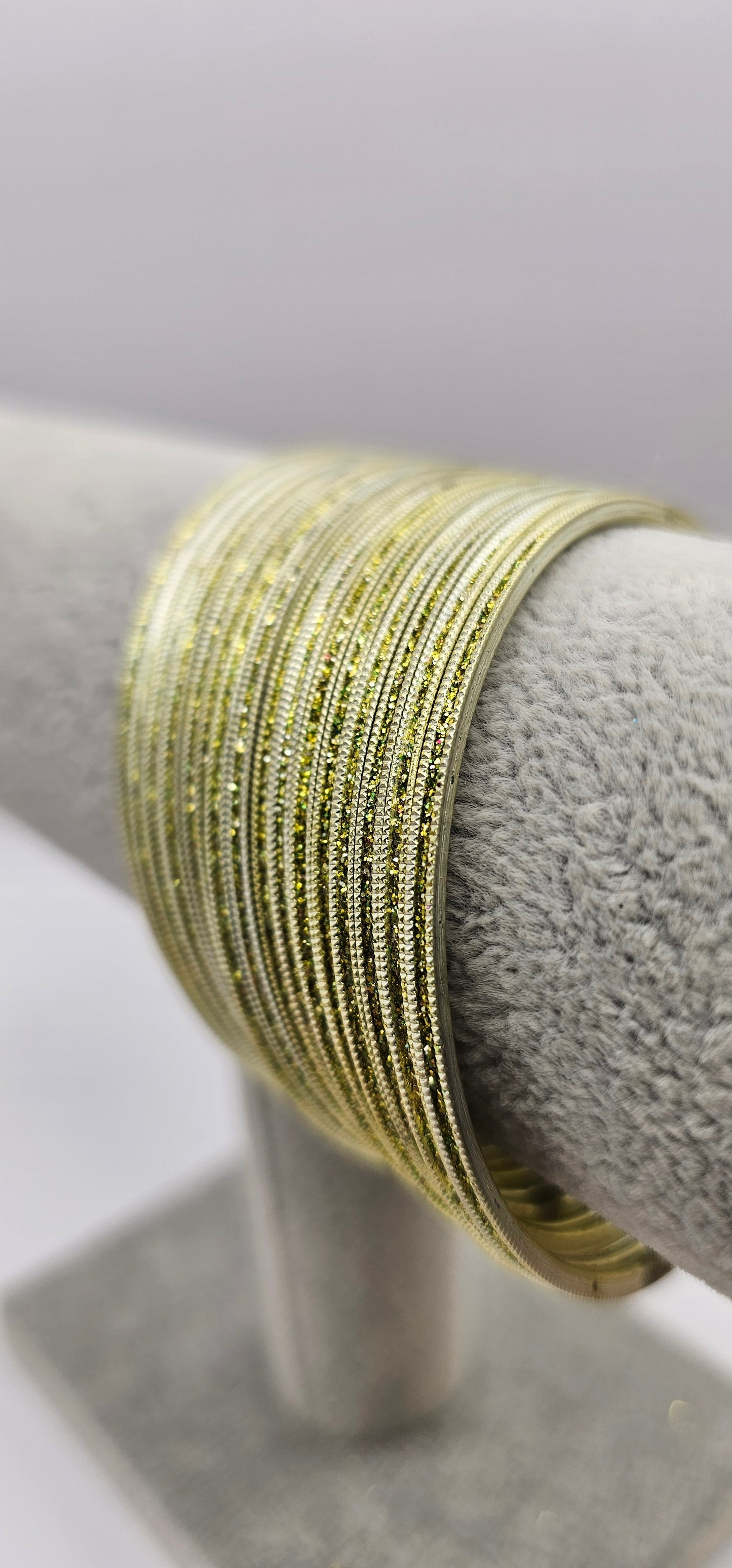 Light Green Sparkly Metal Bangles Size 2.8