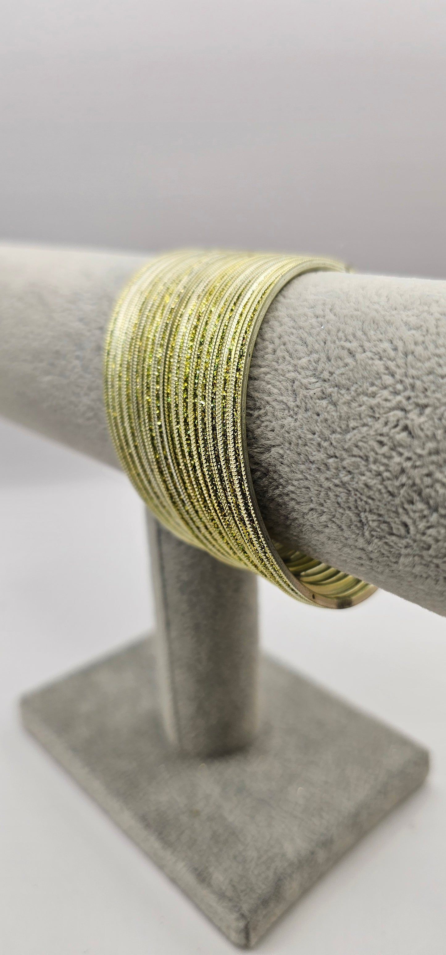 Light Green Sparkly Metal Bangles Size 2.8