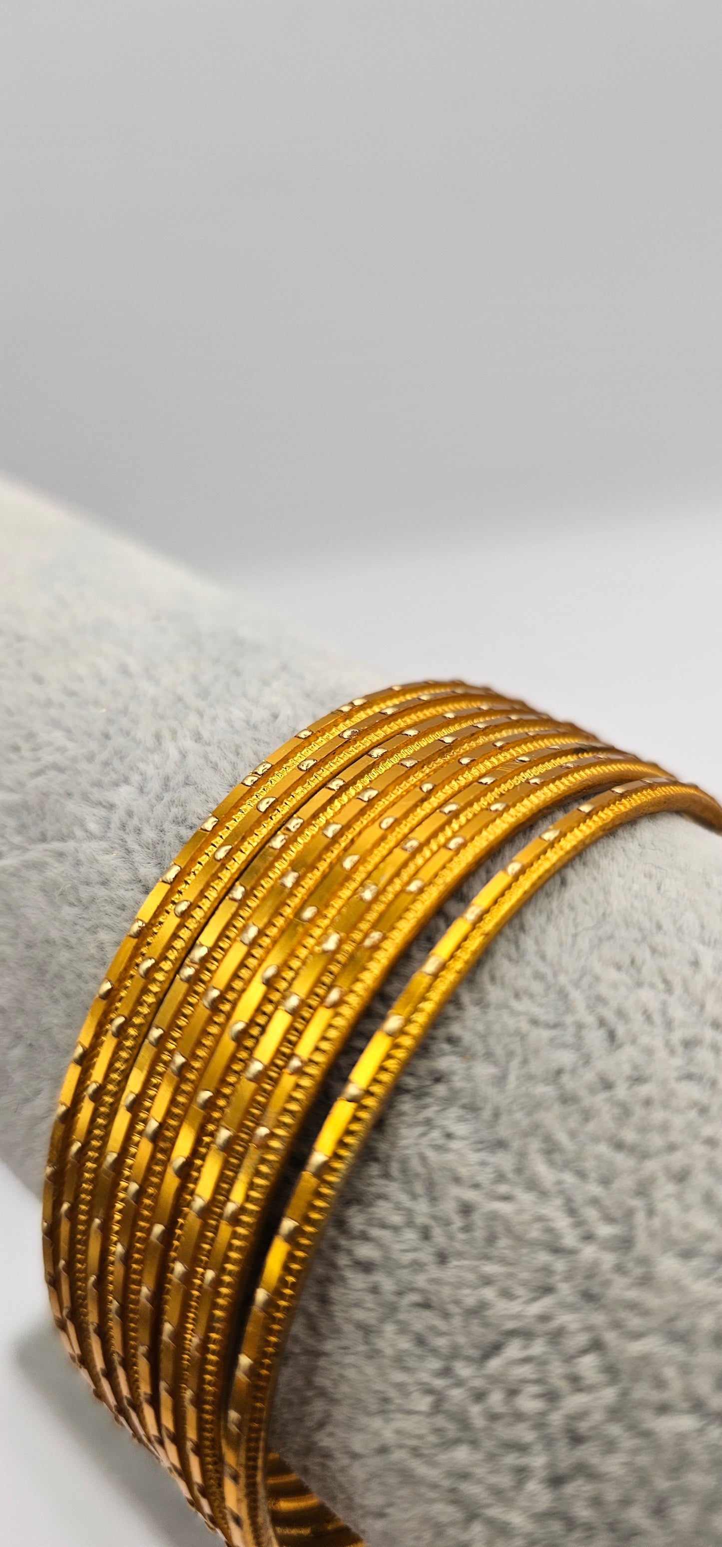 Gold Metallic & Gold Dot Bangles - Size 2.8