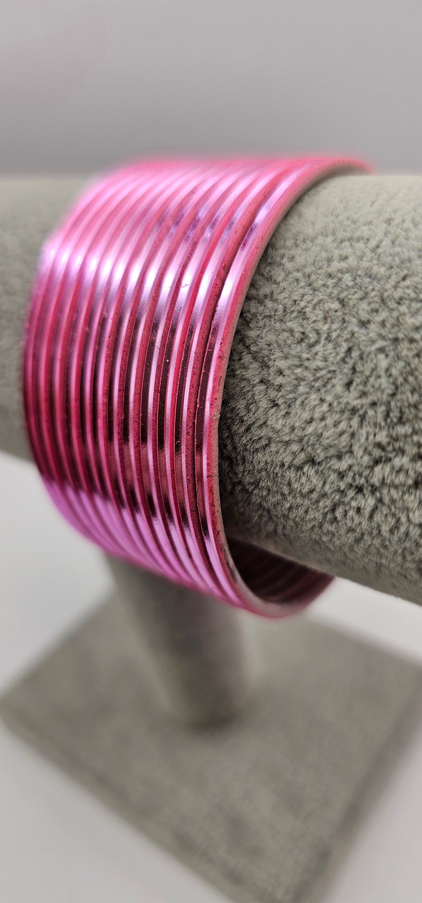 Matte Baby Pink Metal Bangles Size 2.6
