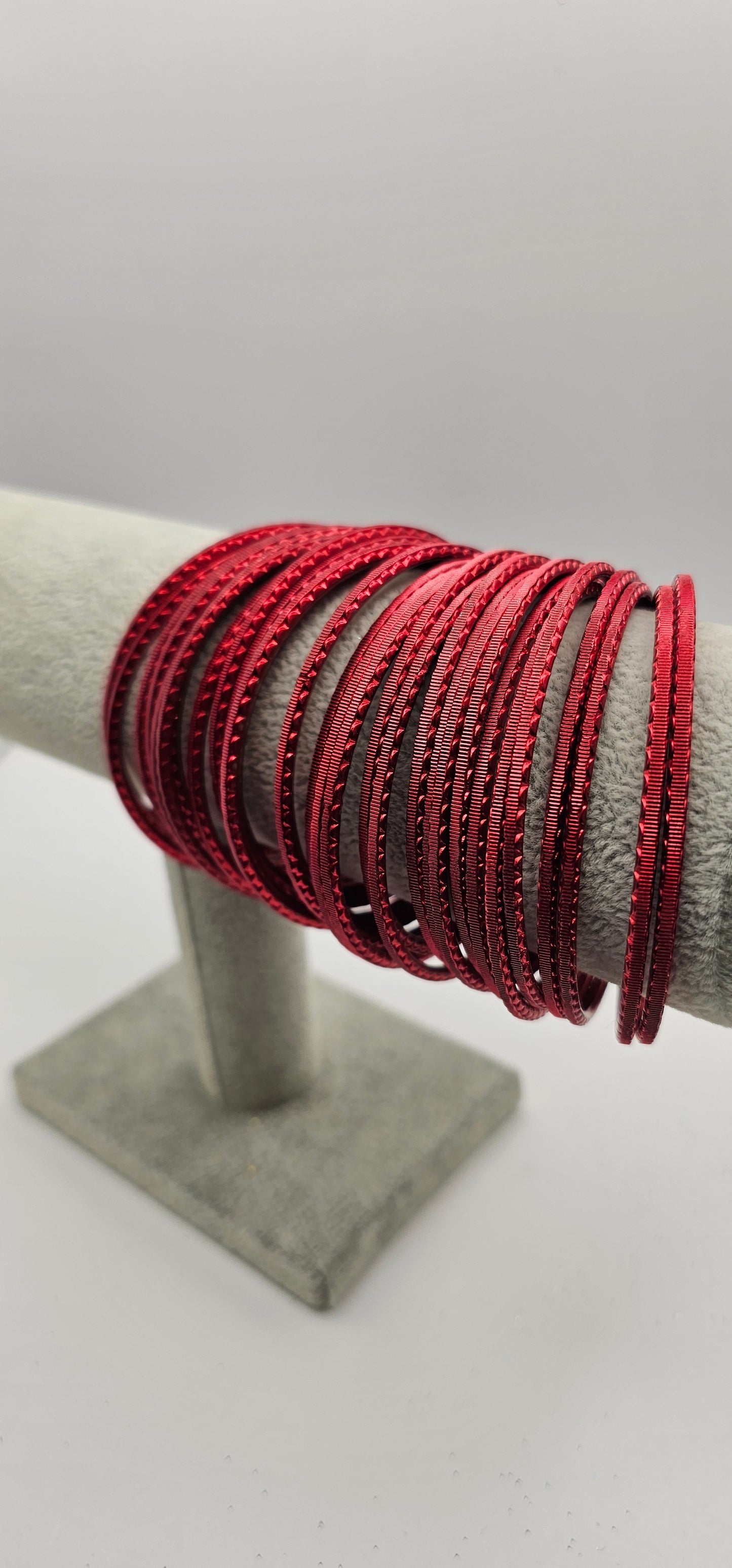 Red Touchstone Indian Metal Bangles Size 2.10