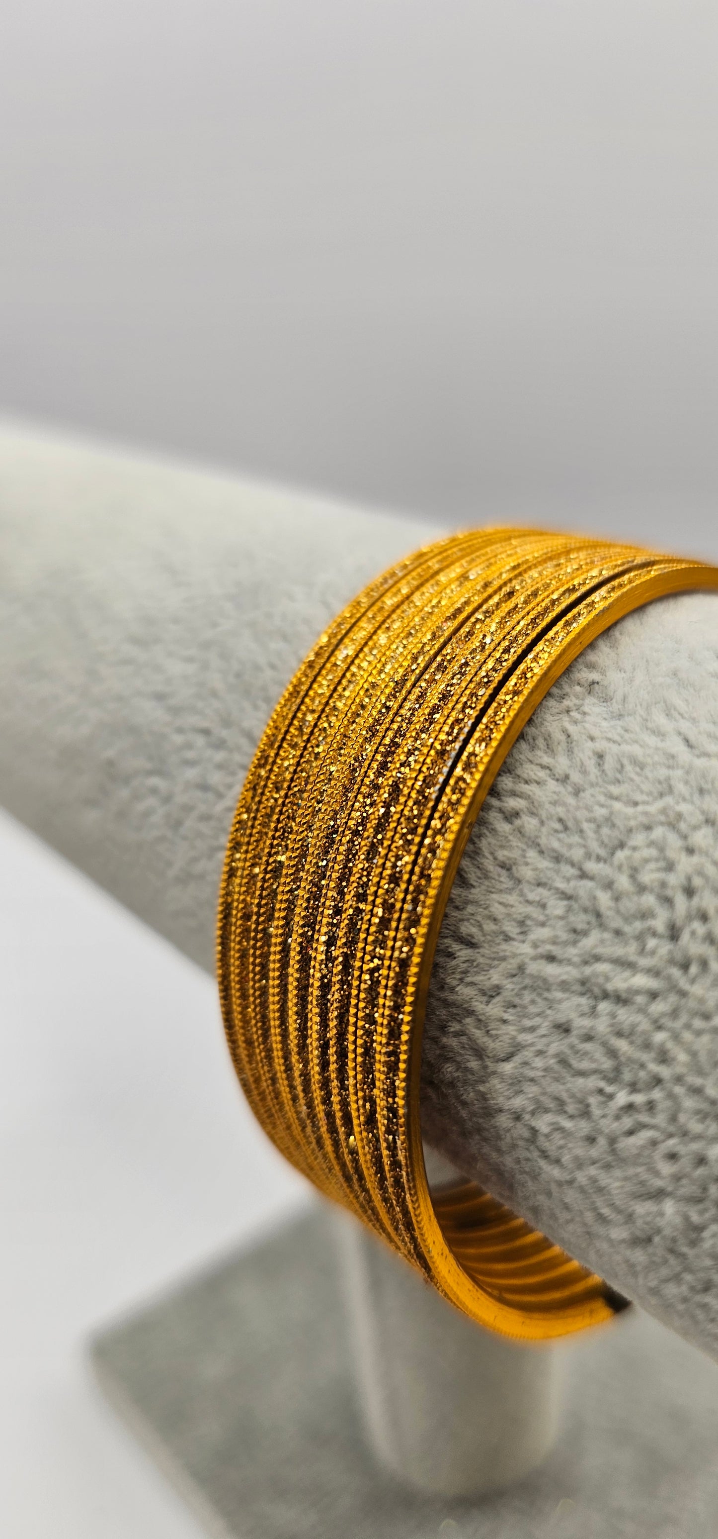 Orange Sparkly Indian Metal Bangles Size 2.6