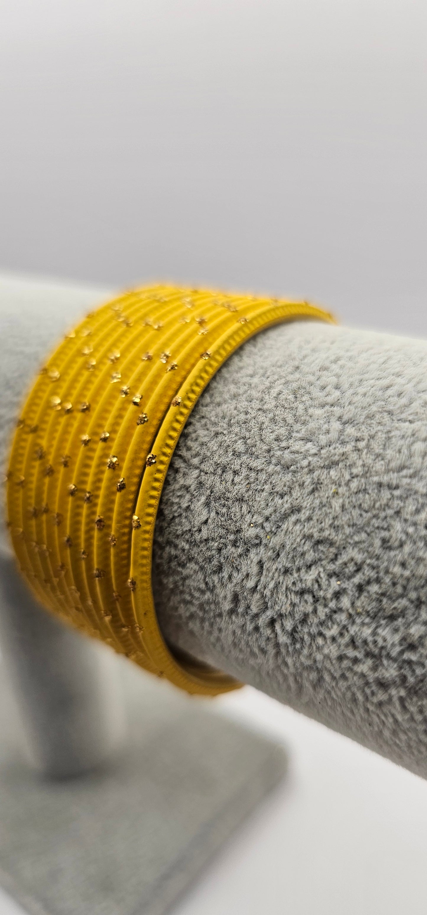 The Golden Cascade Mango Yellow Dot Design Bangles