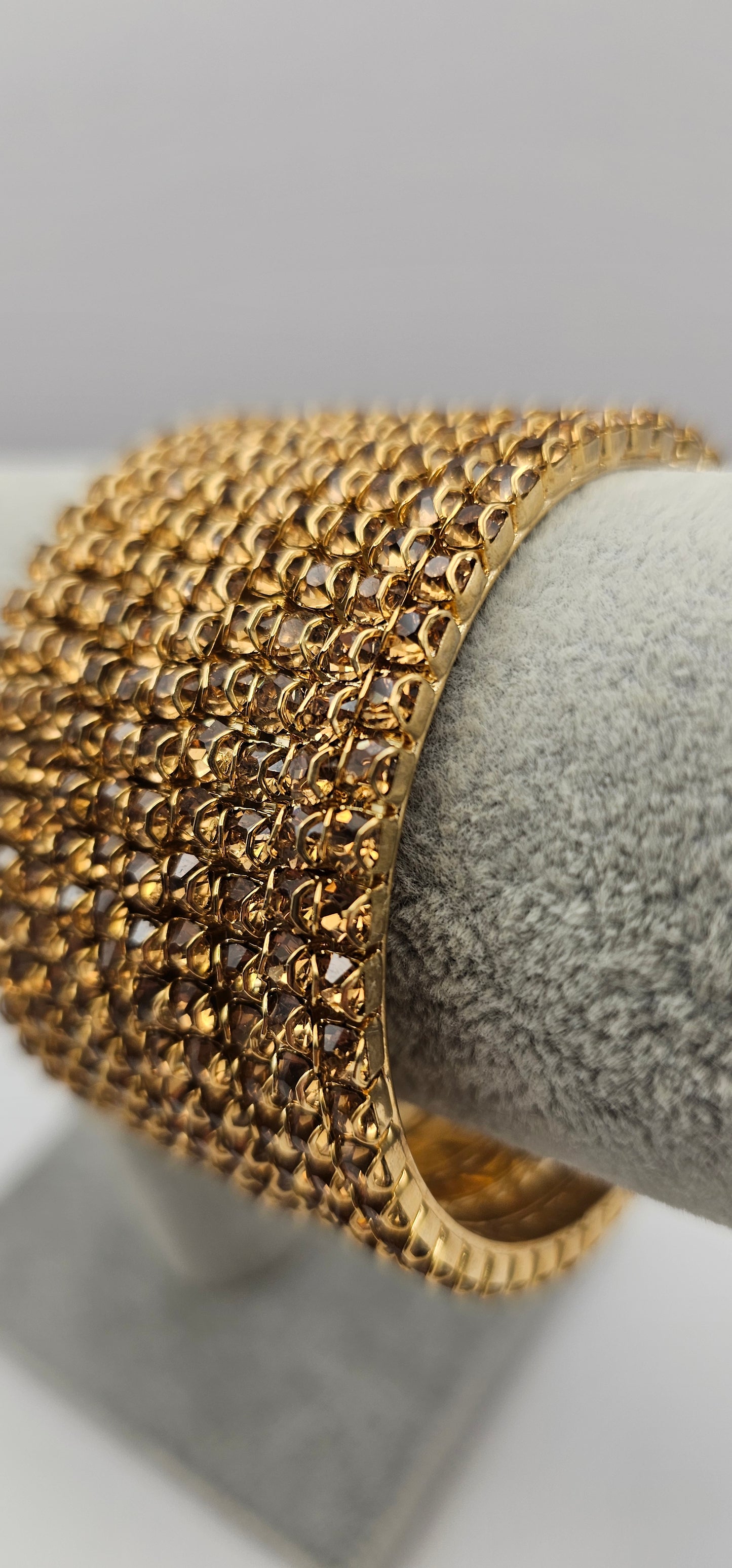 Touchstone "Golden Bangle Collection Indian Bollywood Stunning Clear Rhinestone Size 2.6