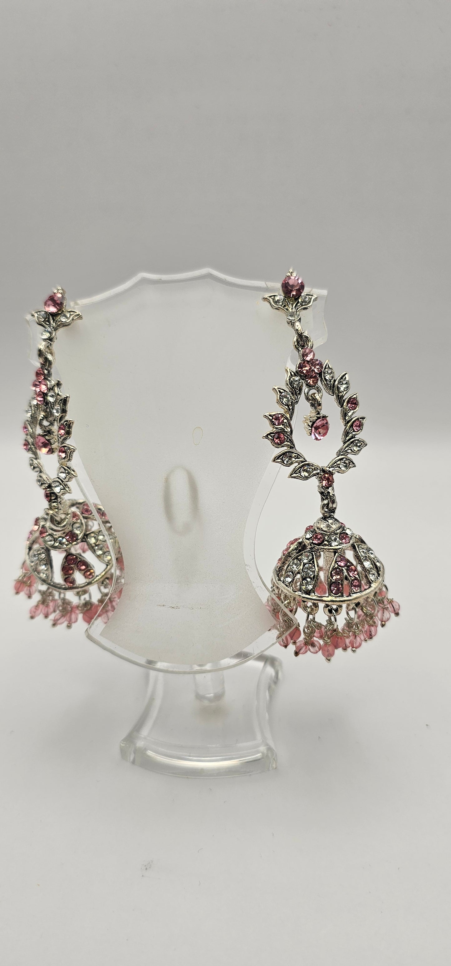 Silver Plated Light Pink Earring Set