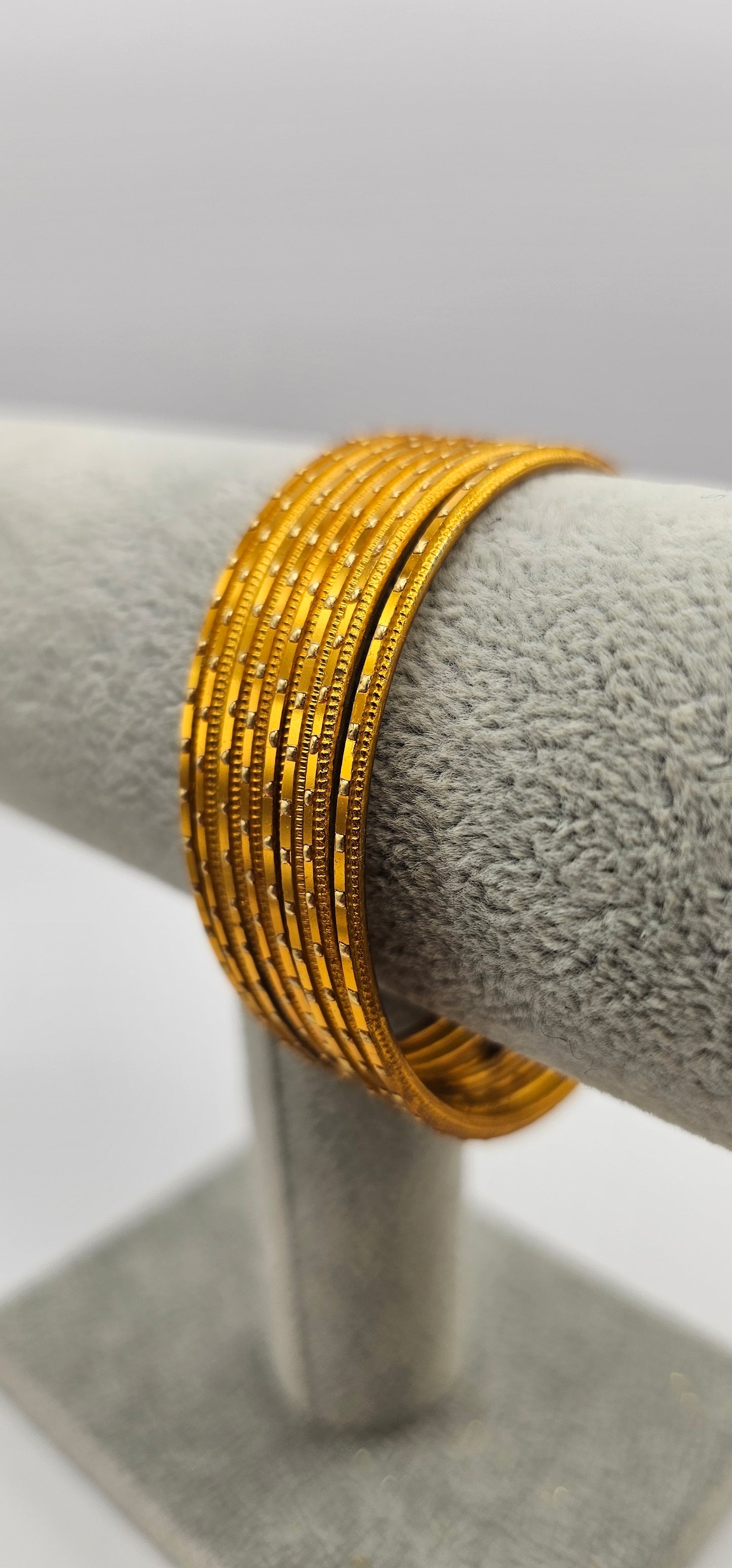 Gold Metallic & Gold Dot Bangles - Size 2.8