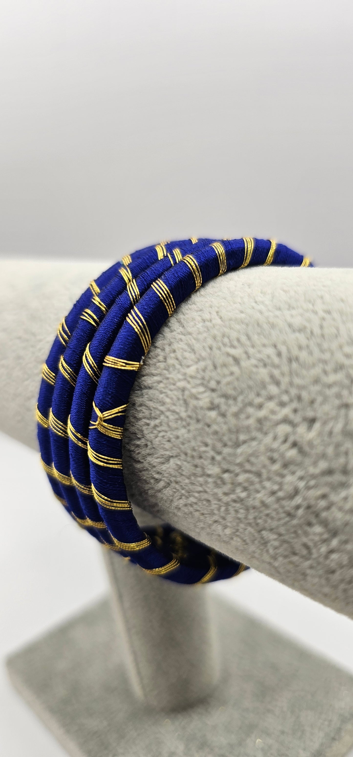 Navy & Gold Fabric Bangles Size 2.4