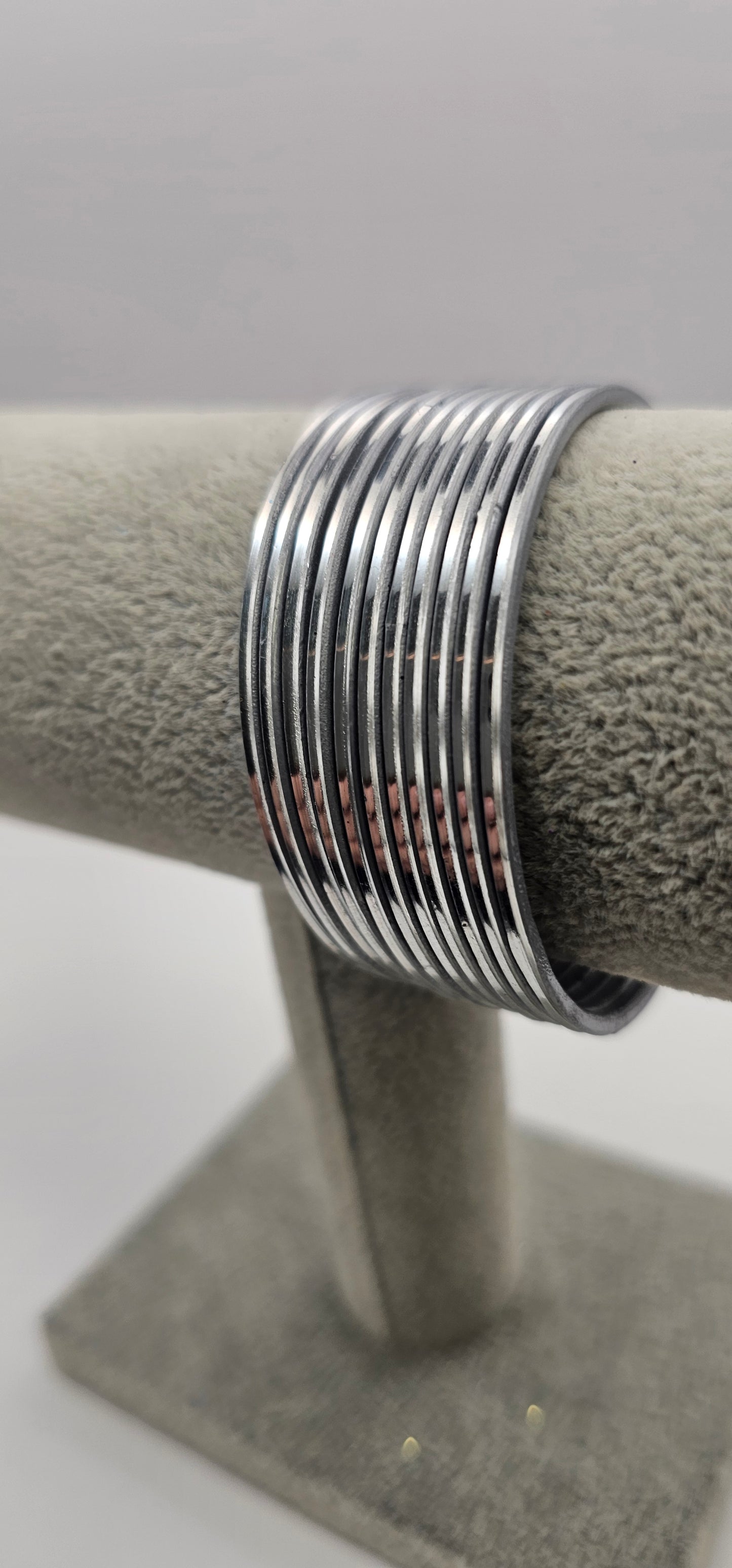 Silver Plain Metal Bangles Size 2.4