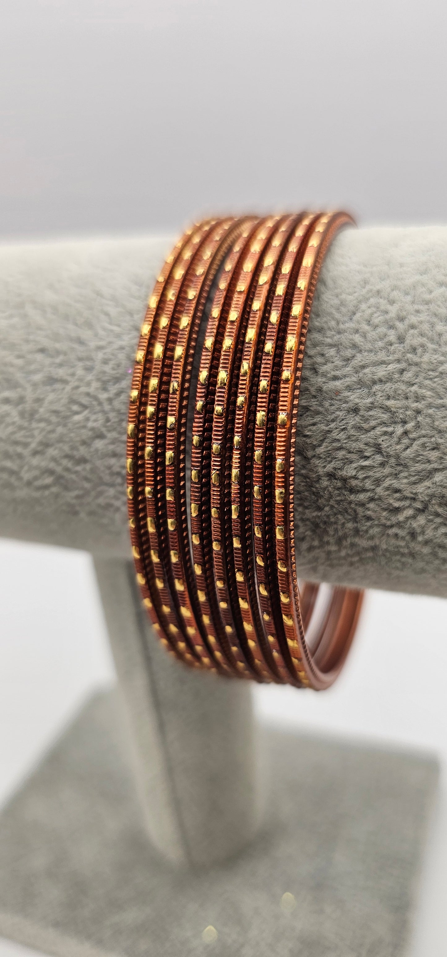 Brown & Gold Dot Metal Bangles Size 2.10