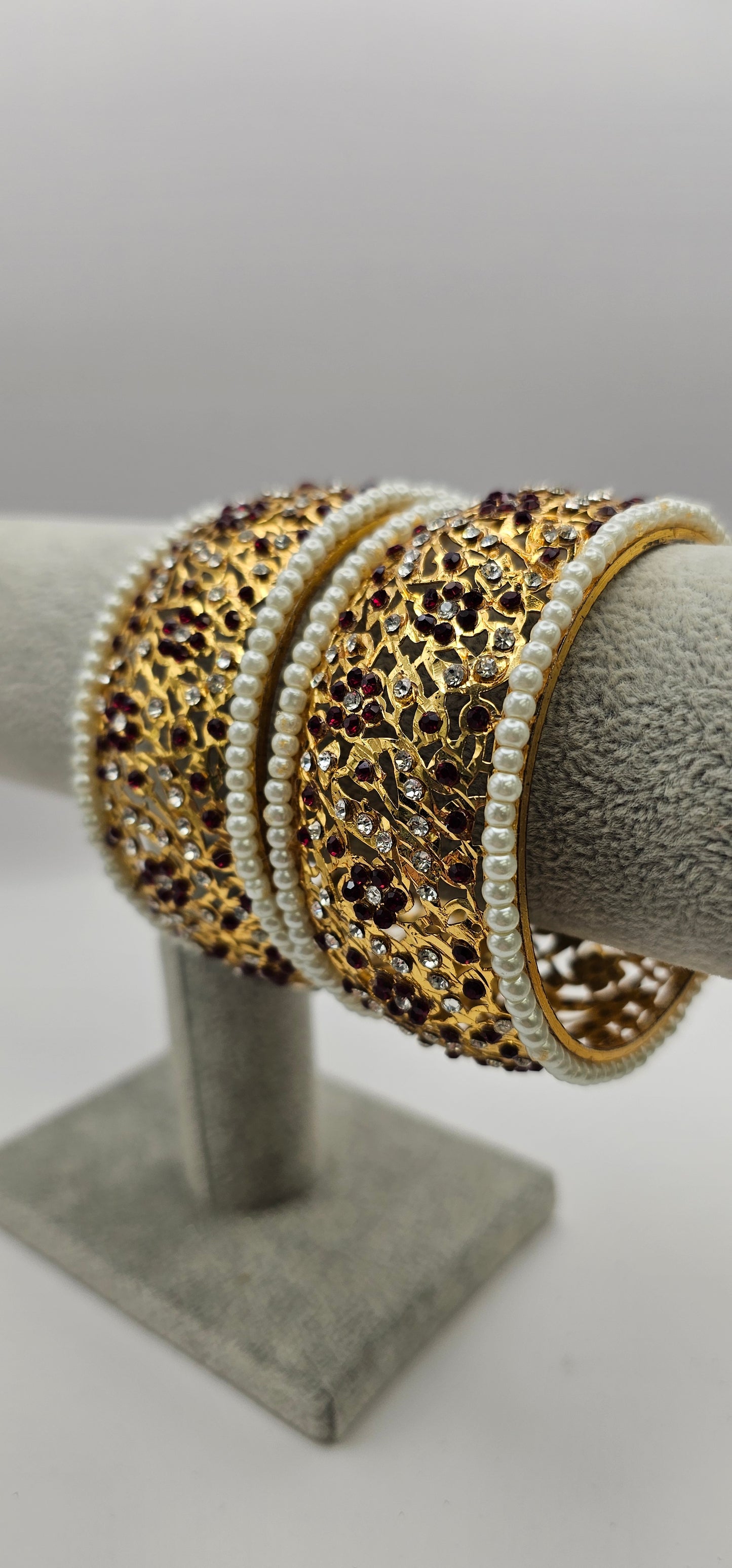 Aleezay Hyderabadi jadau flower shaped bangles in navratan , indian jewellery Size 2.10