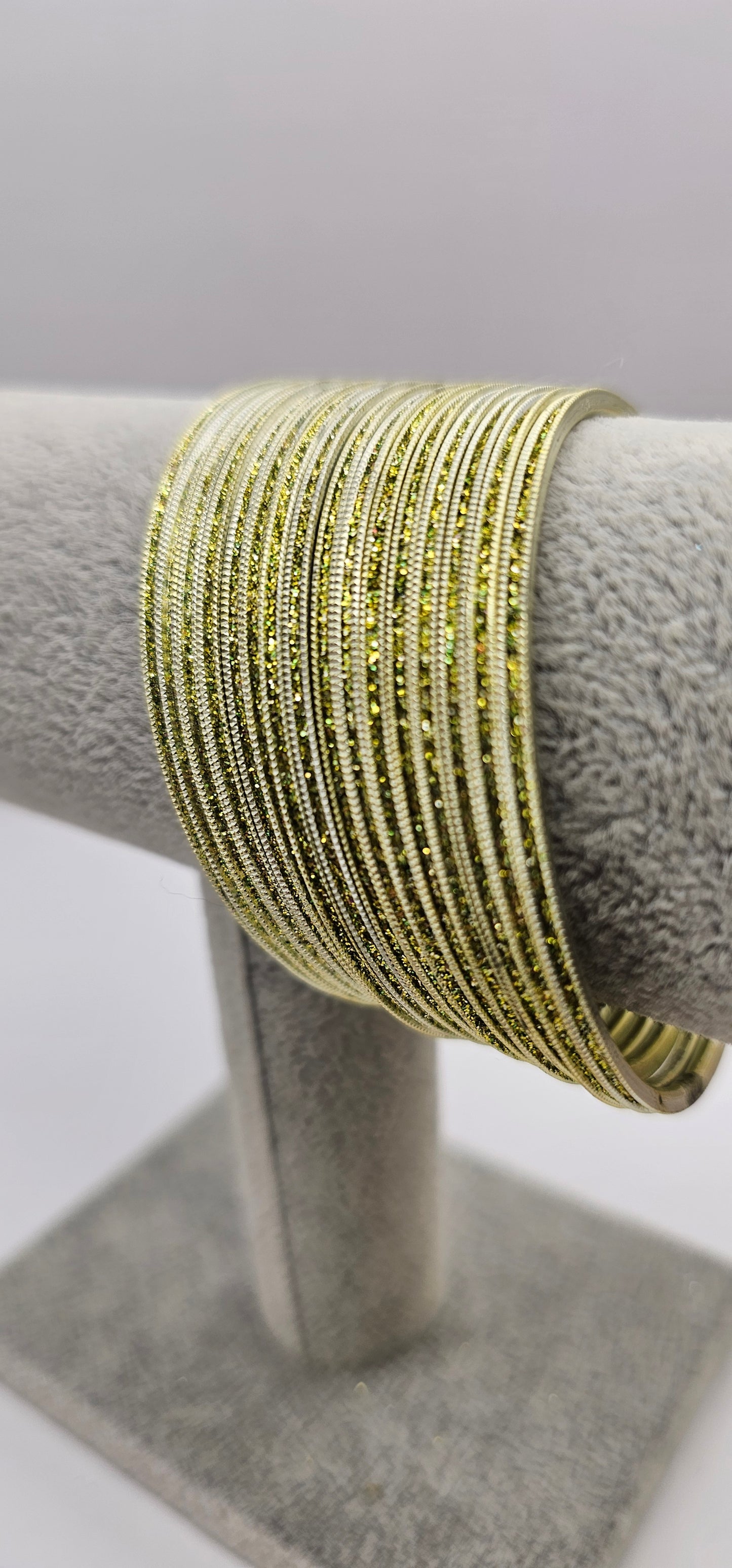 Light Green Sparkly Metal Bangles Size 2.8