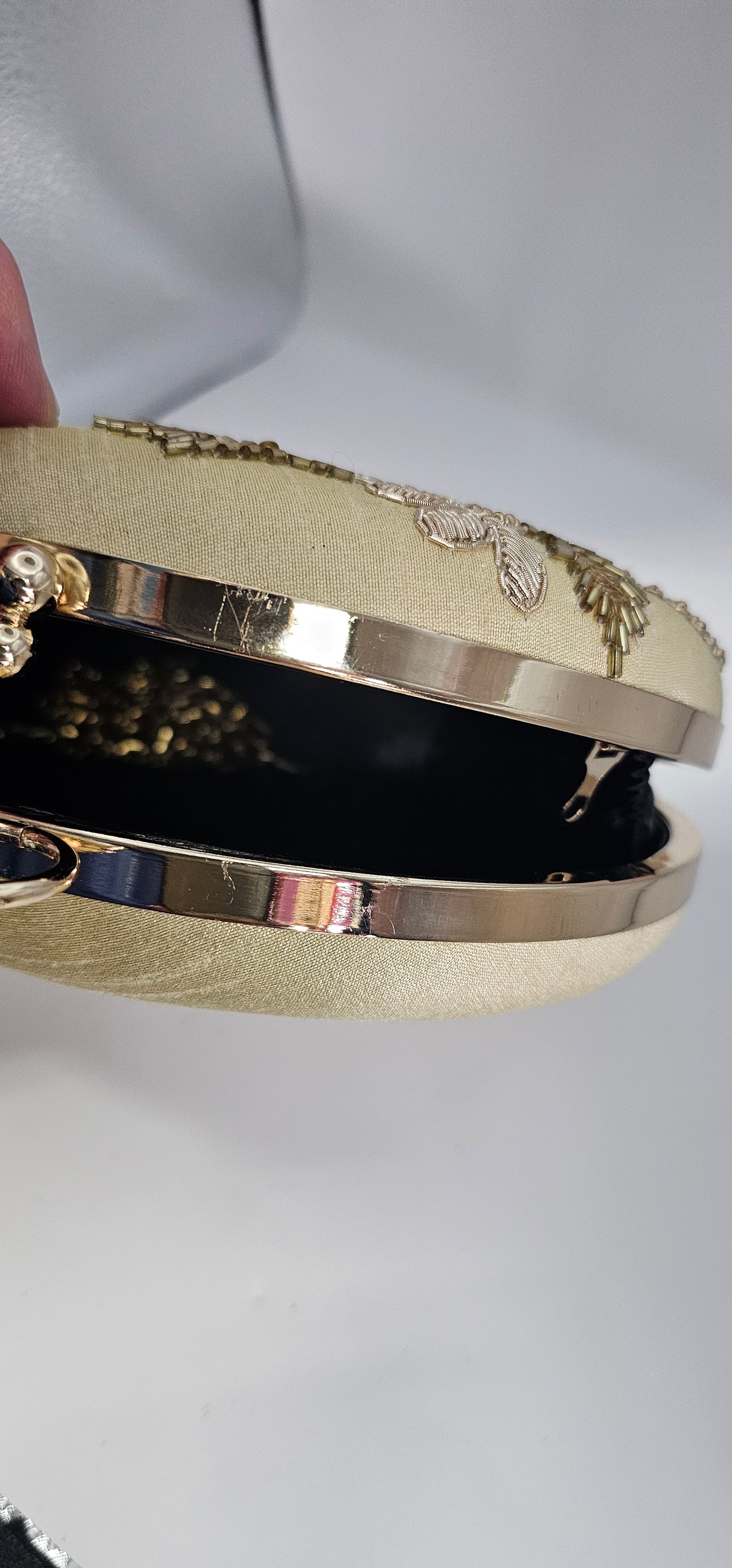 Embroidered Gold Clutch Bag