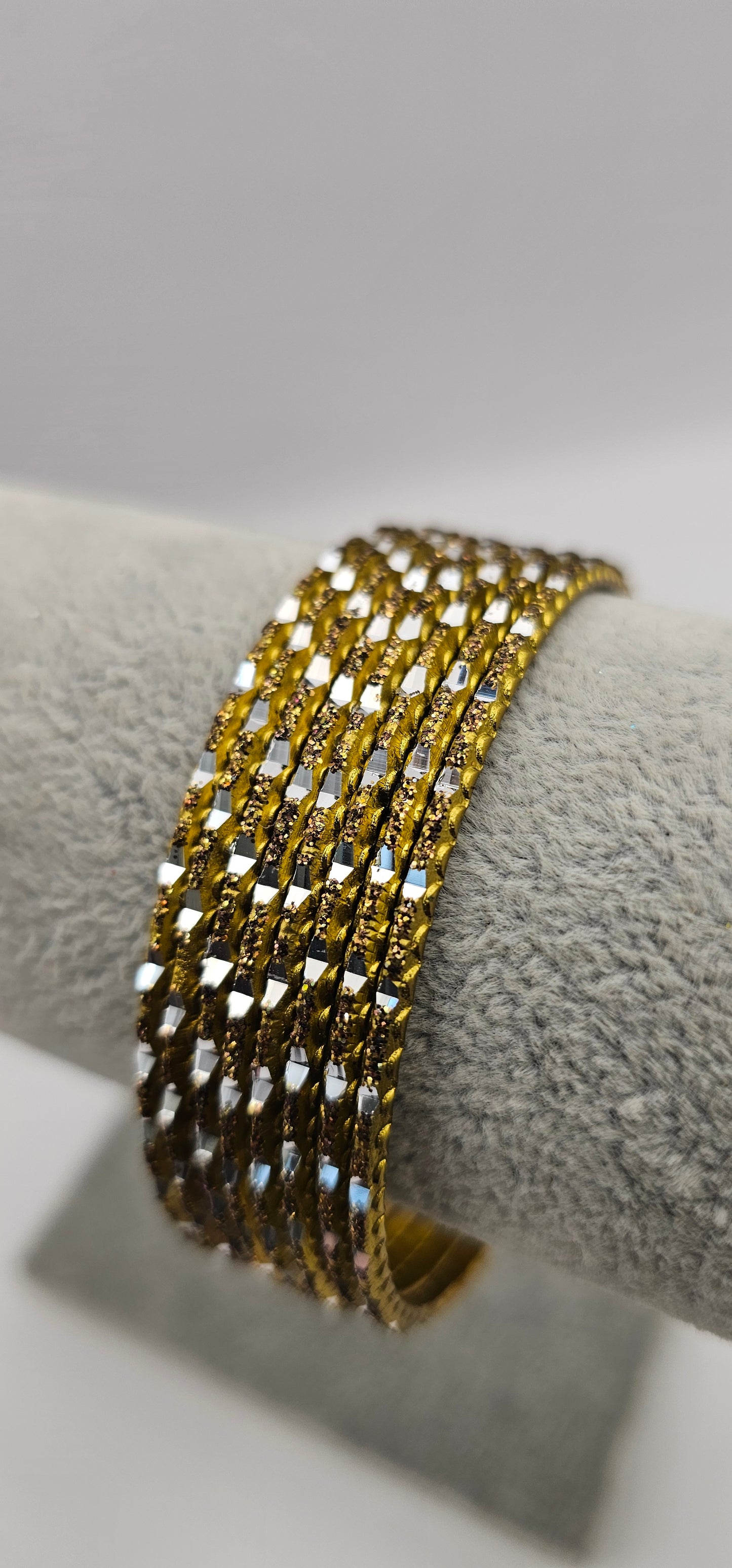 Gold Reflective Touchstone Indian Bangles Size 2.8