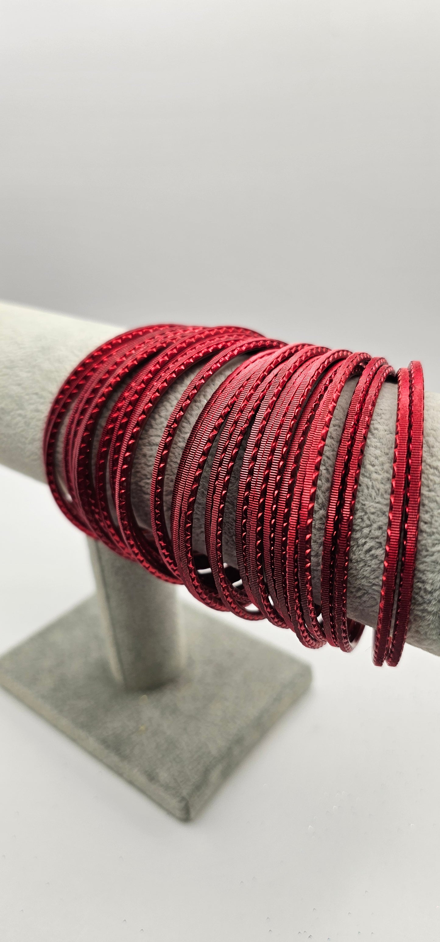 Red Touchstone Indian Metal Bangles Size 2.10