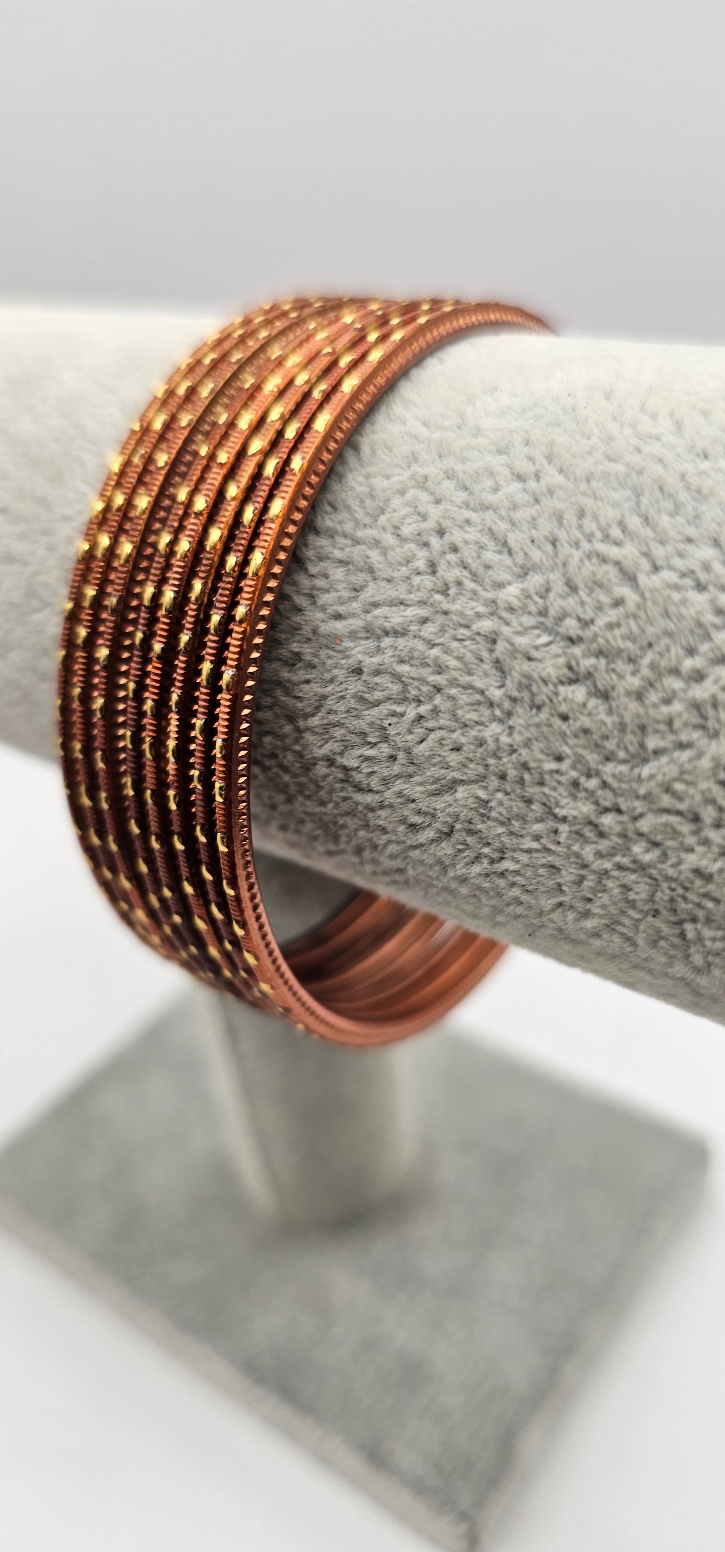 Brown & Gold Dot Metal Bangles Size 2.10
