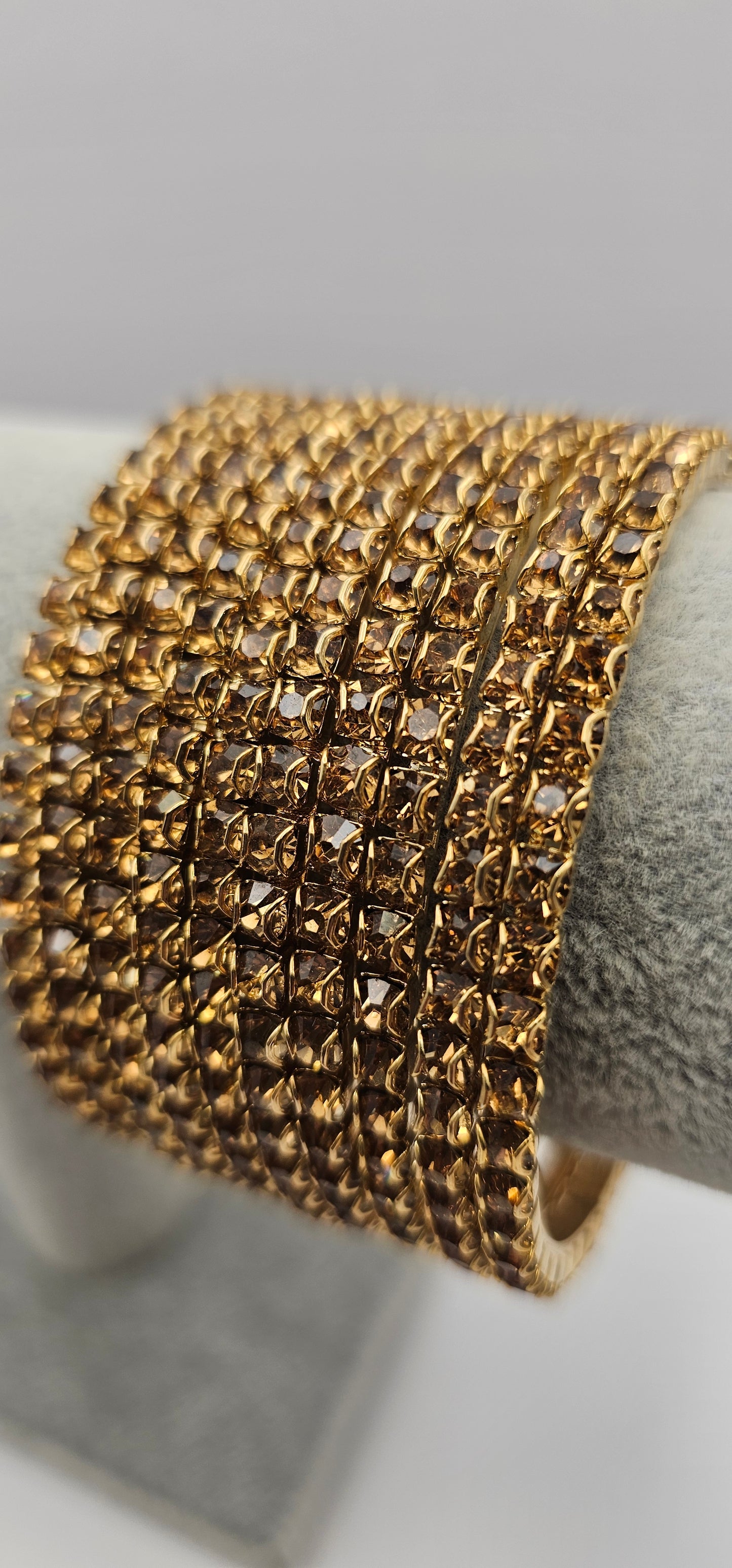 Touchstone "Golden Bangle Collection Indian Bollywood Stunning Clear Rhinestone Size 2.6