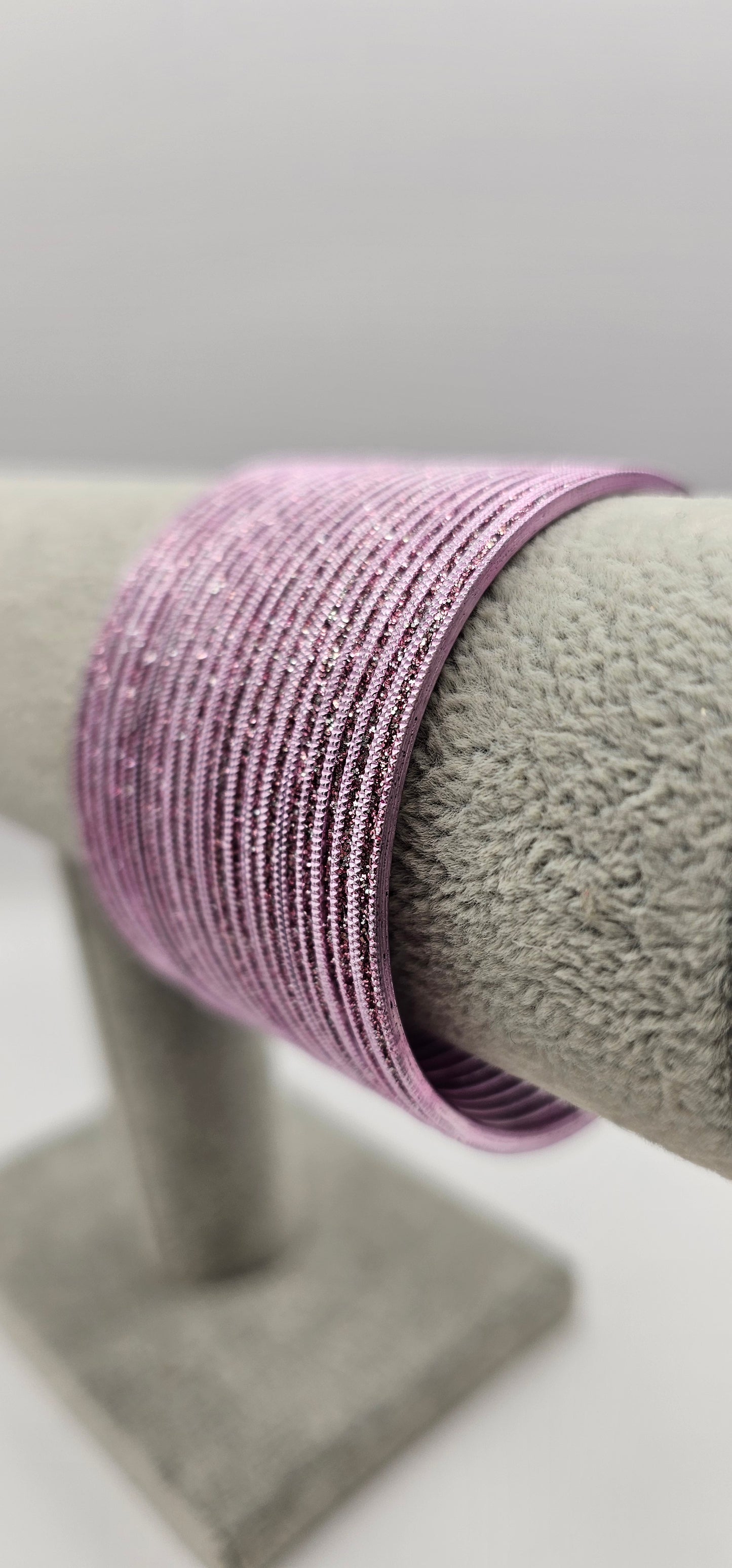 Lilac Pink Sparkly Metal Bangles Size 2.6