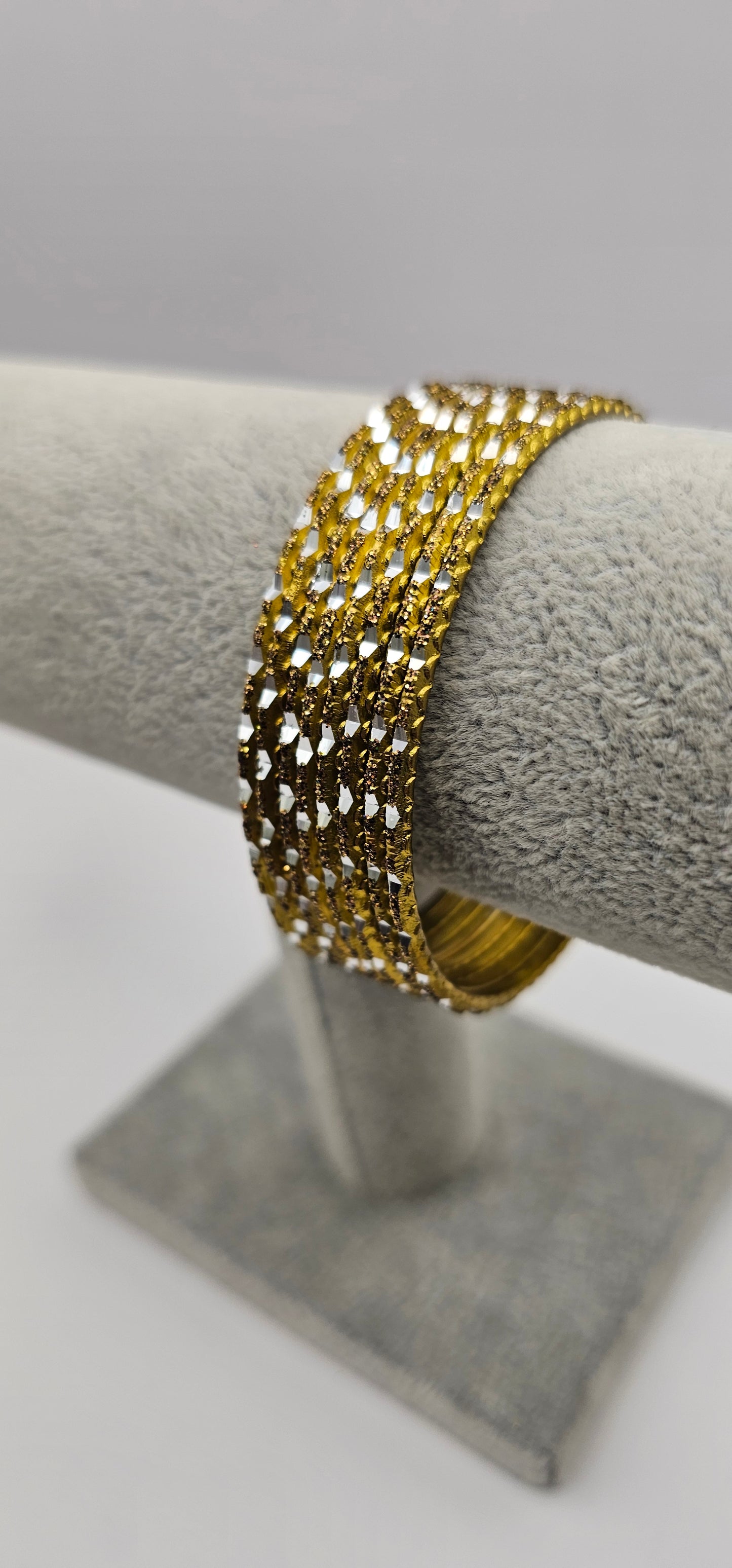 Gold Reflective Touchstone Indian Bangles Size 2.8