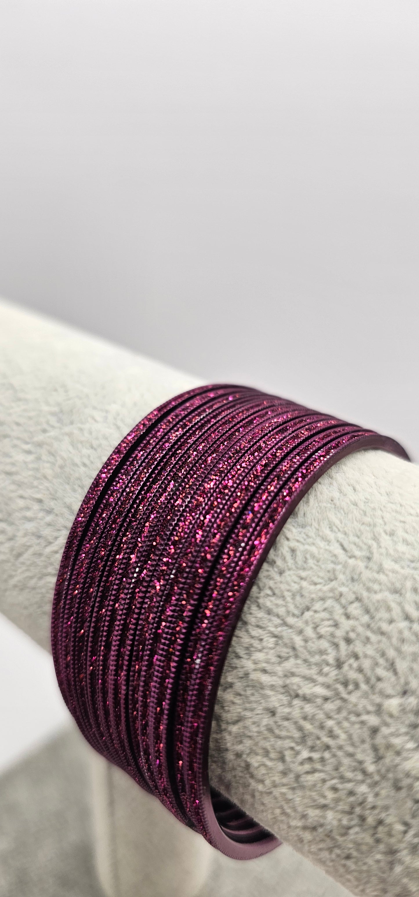 Magenta Dark Purple Sparkly Metal Bangles Size 2.4