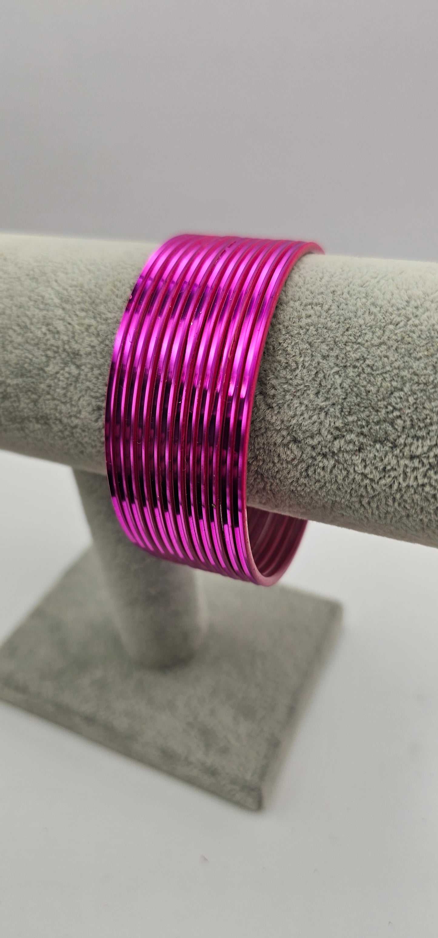 Matte Fuschia Plain Metal Bangles Size 2.10