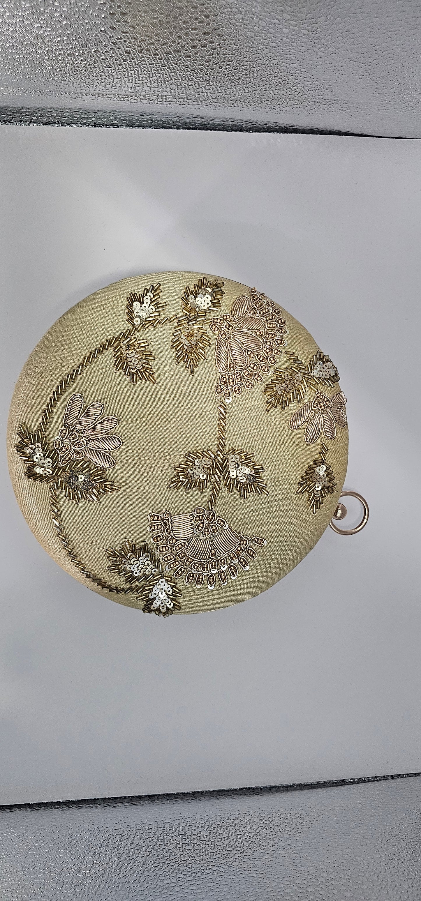 Embroidered Gold Clutch Bag