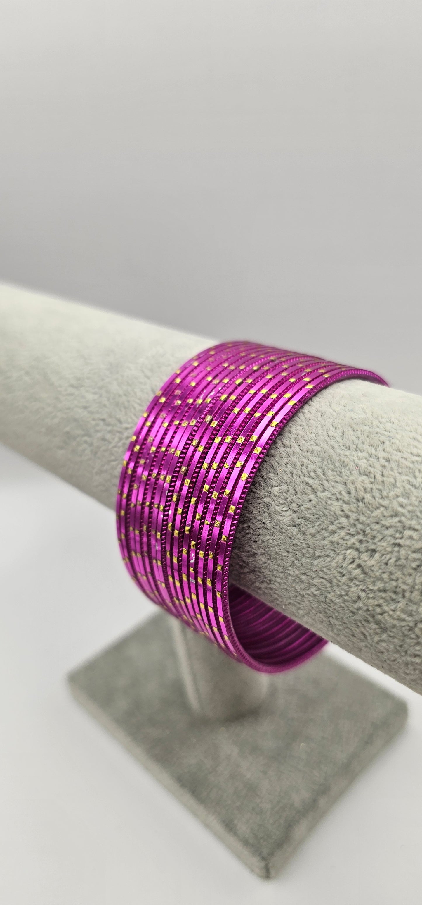 Cerise & Gold Dot Metal Bangle Size 2.10