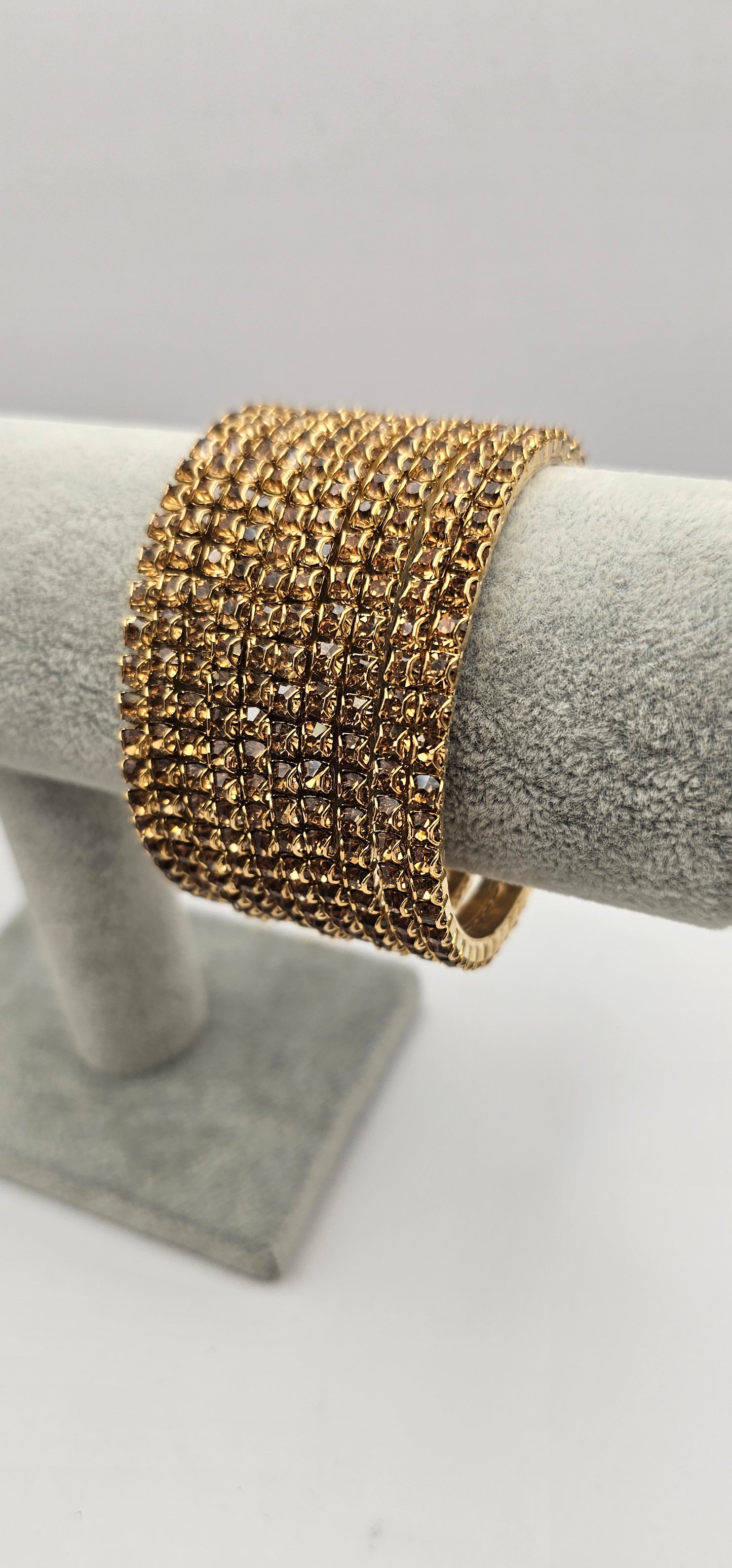 Touchstone "Golden Bangle Collection Indian Bollywood Stunning Clear Rhinestone Size 2.6