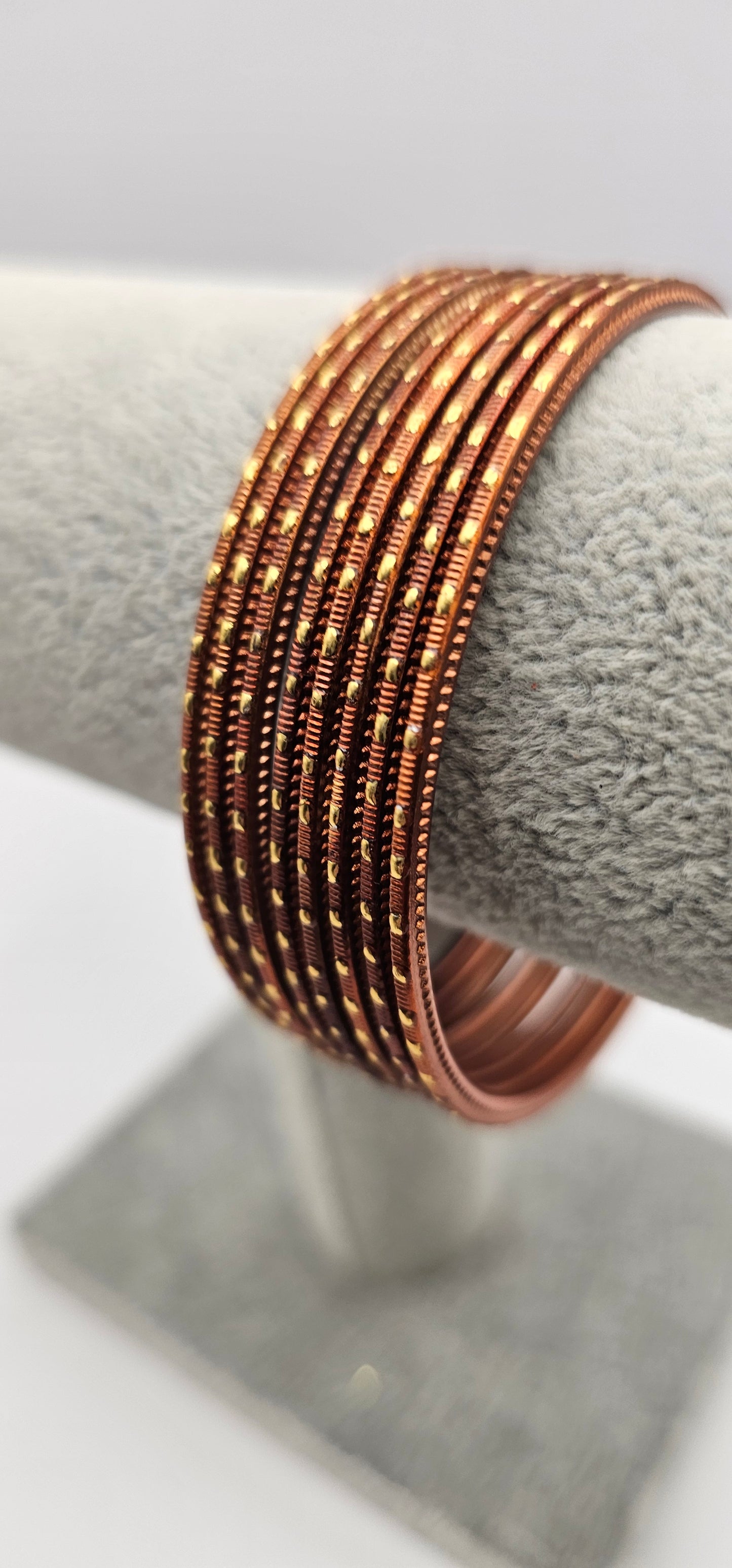 Brown & Gold Dot Metal Bangles Size 2.10