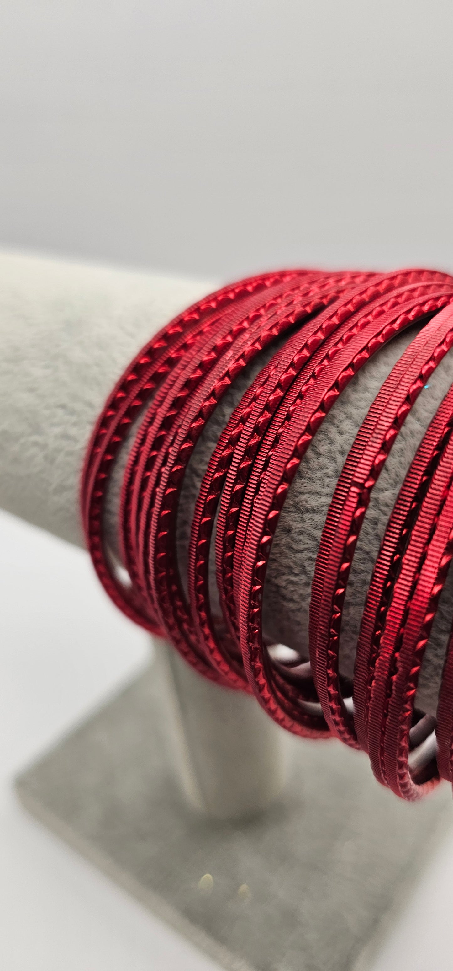 Red Touchstone Indian Metal Bangles Size 2.10