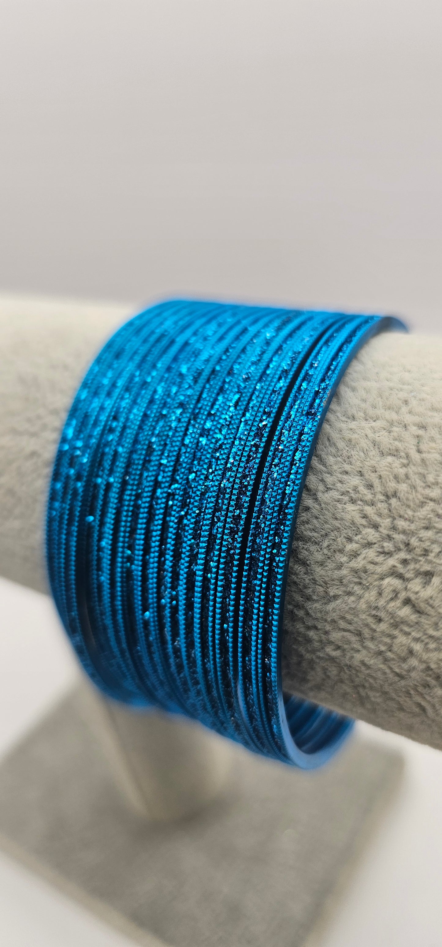 Blue Sparkly Indian Metal Bangles Size 2.6
