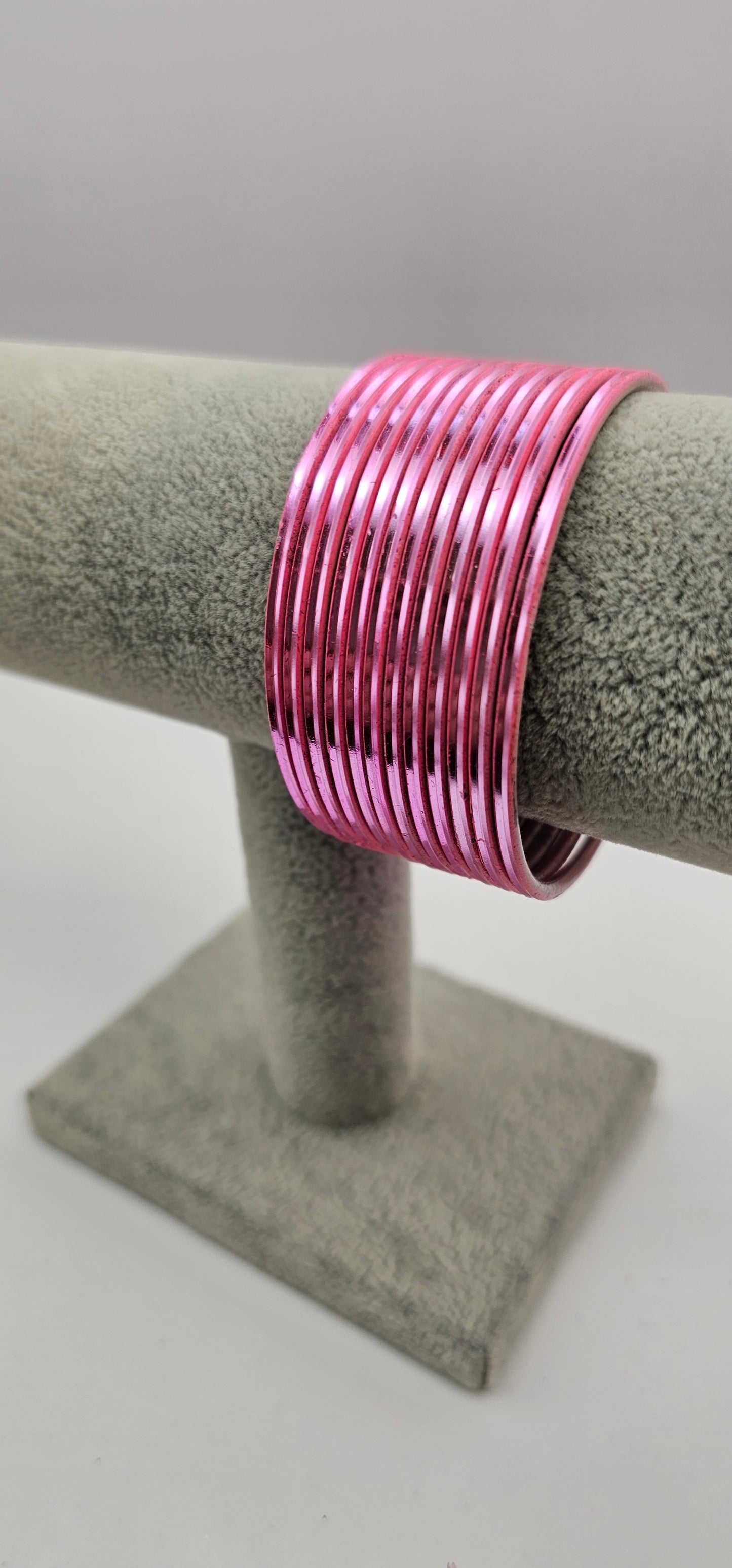 Matte Baby Pink Metal Bangles Size 2.6