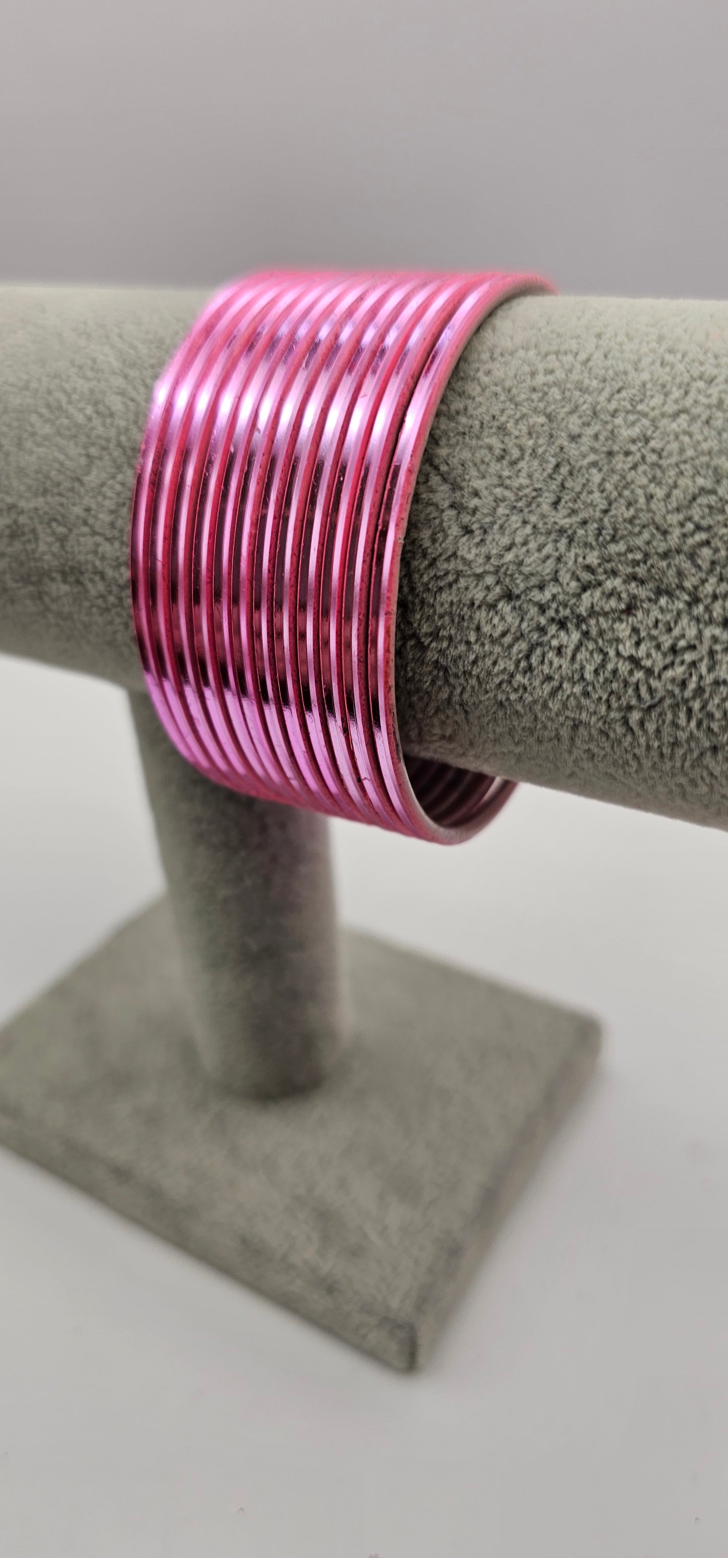 Matte Baby Pink Metal Bangles Size 2.6