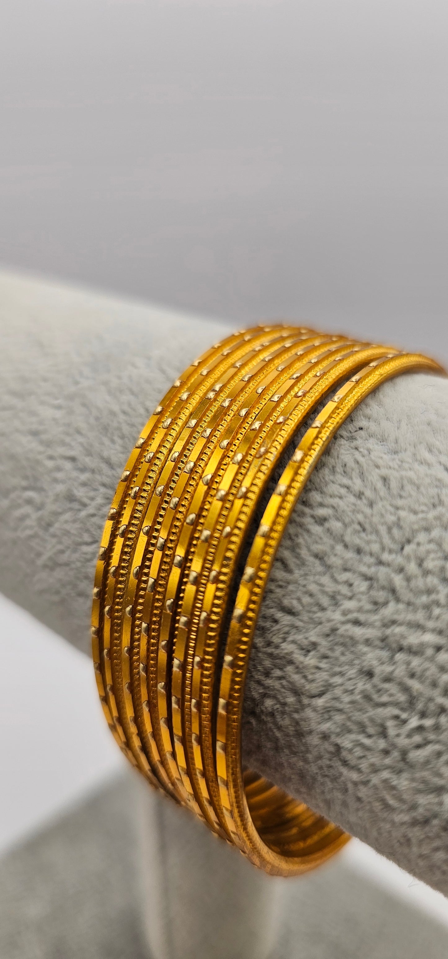 Gold Metallic & Gold Dot Bangles - Size 2.8